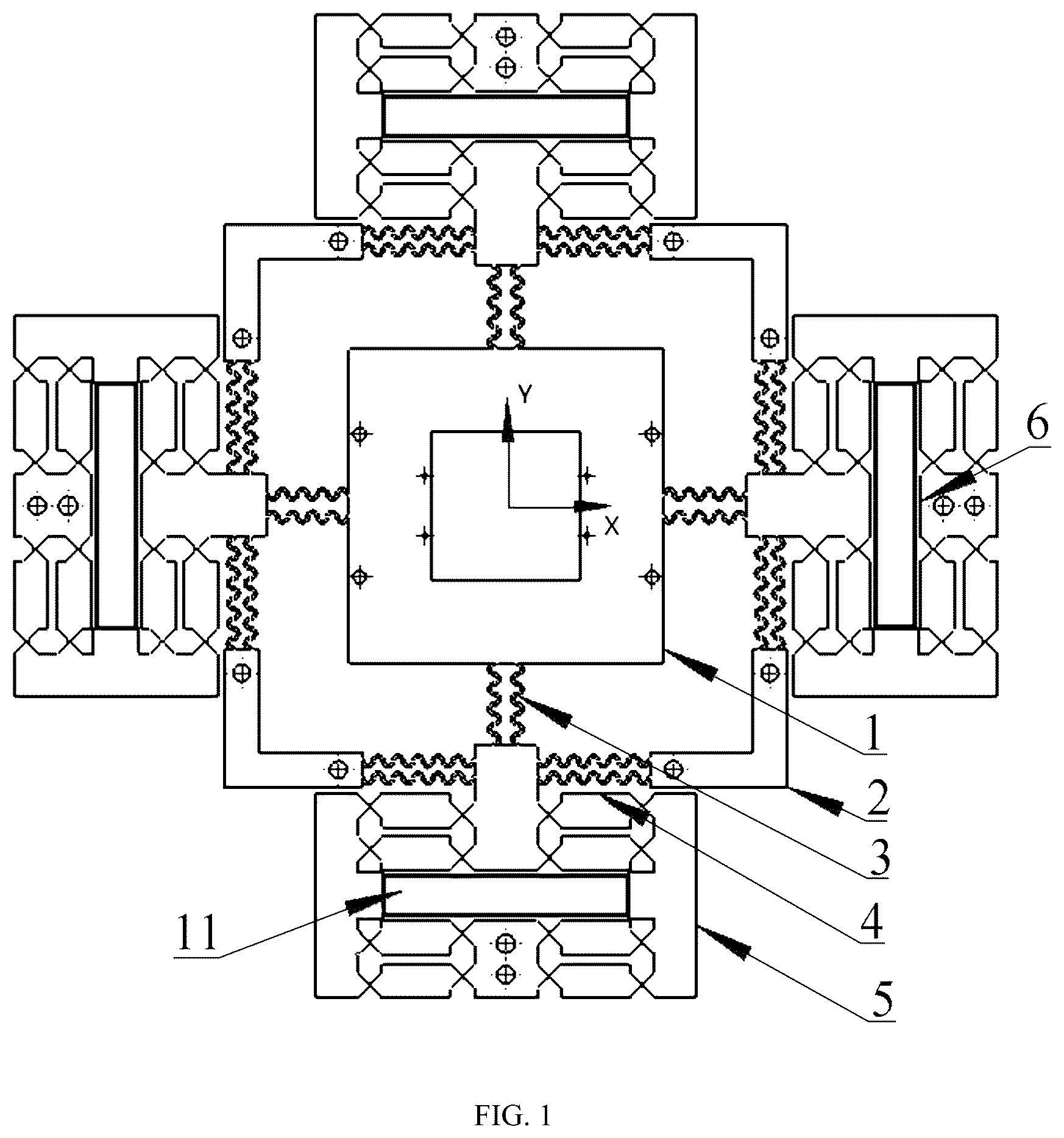 Patent US12106999 — Decoupled XY parallel micro-positioning stage — Figure 1