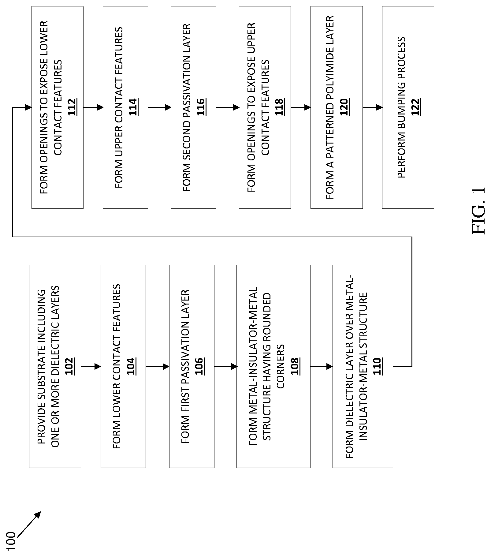 Patent US12107041 — Metal plate corner structure on metal insulator metal — Figure 1