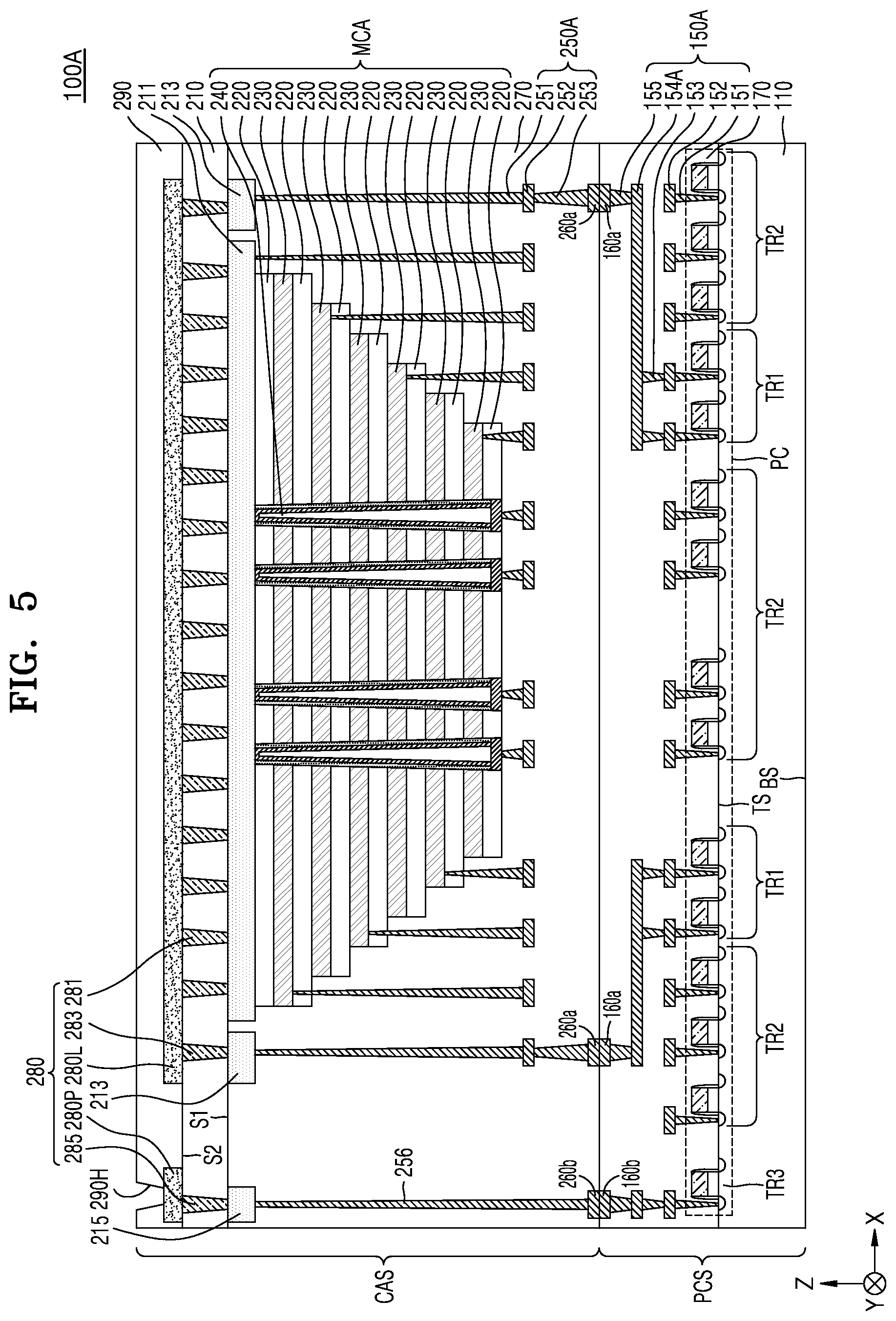 Patent US12107061 Figure 7 – Integrated circuit device including peripheral circuit and cell array structures, and electronic system including same