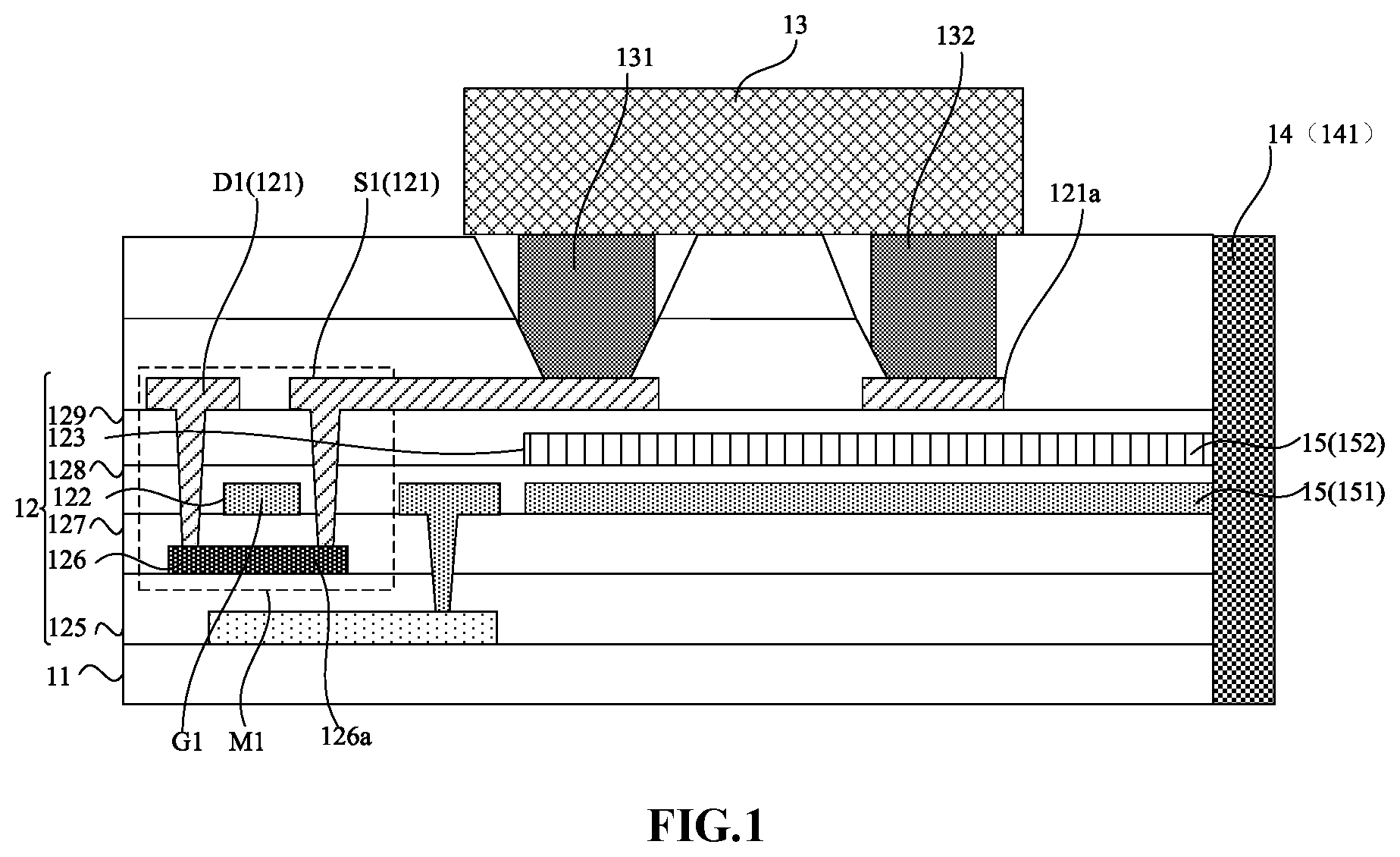 Patent US12107079 — Display panel and display device with enhanced thermal conductivity — Figure 1