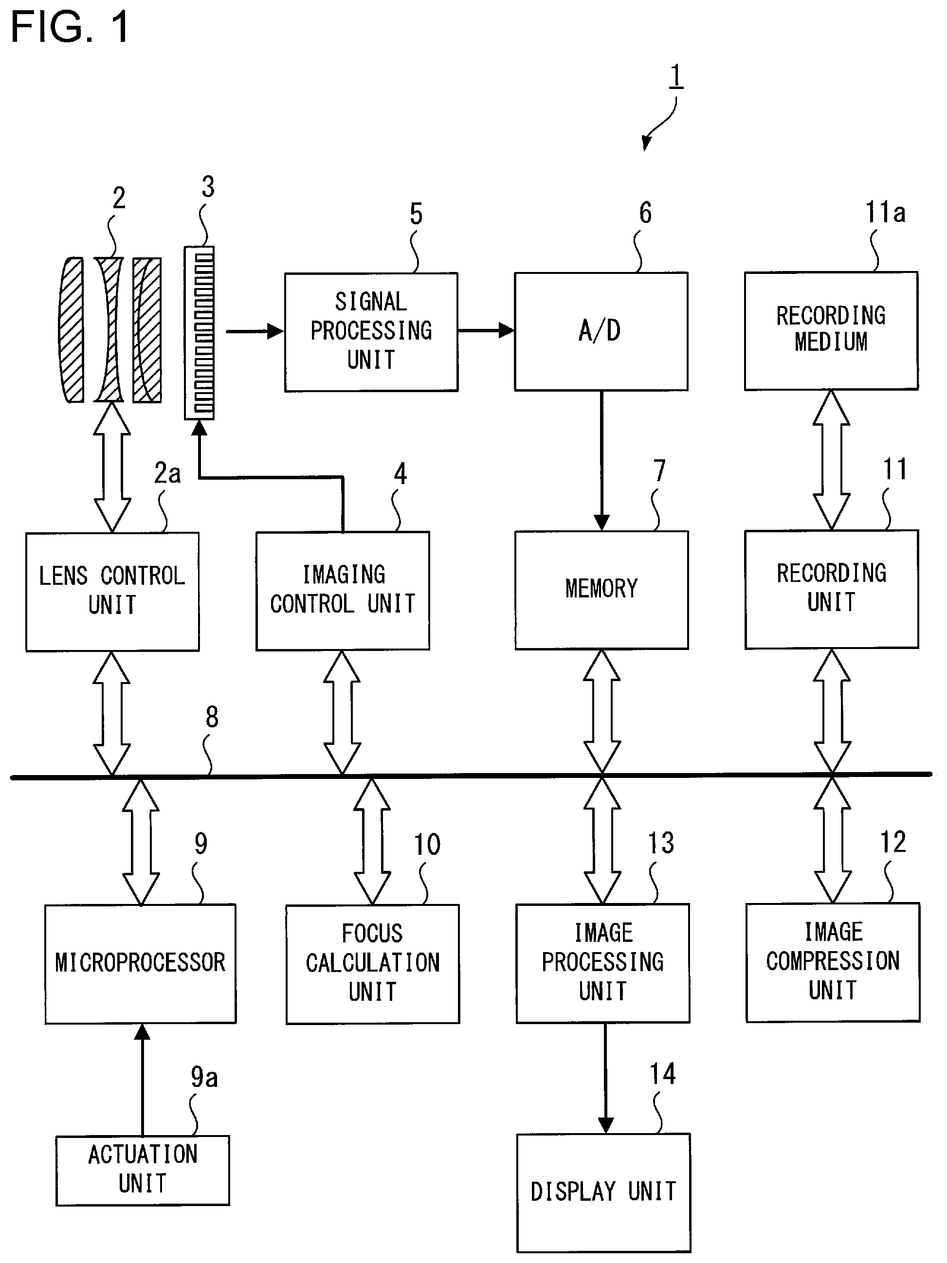 Patent US12107098 — Image sensor, focus adjustment device, and imaging device — Figure 1