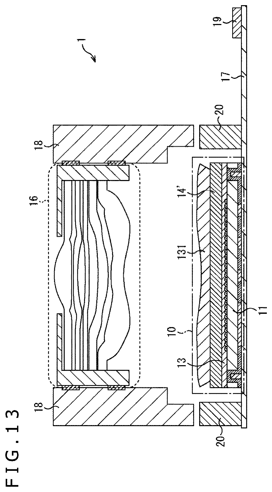 Patent US12107103 Figure 13 – Imaging apparatus and electronic equipment for peeling off prevention in lens