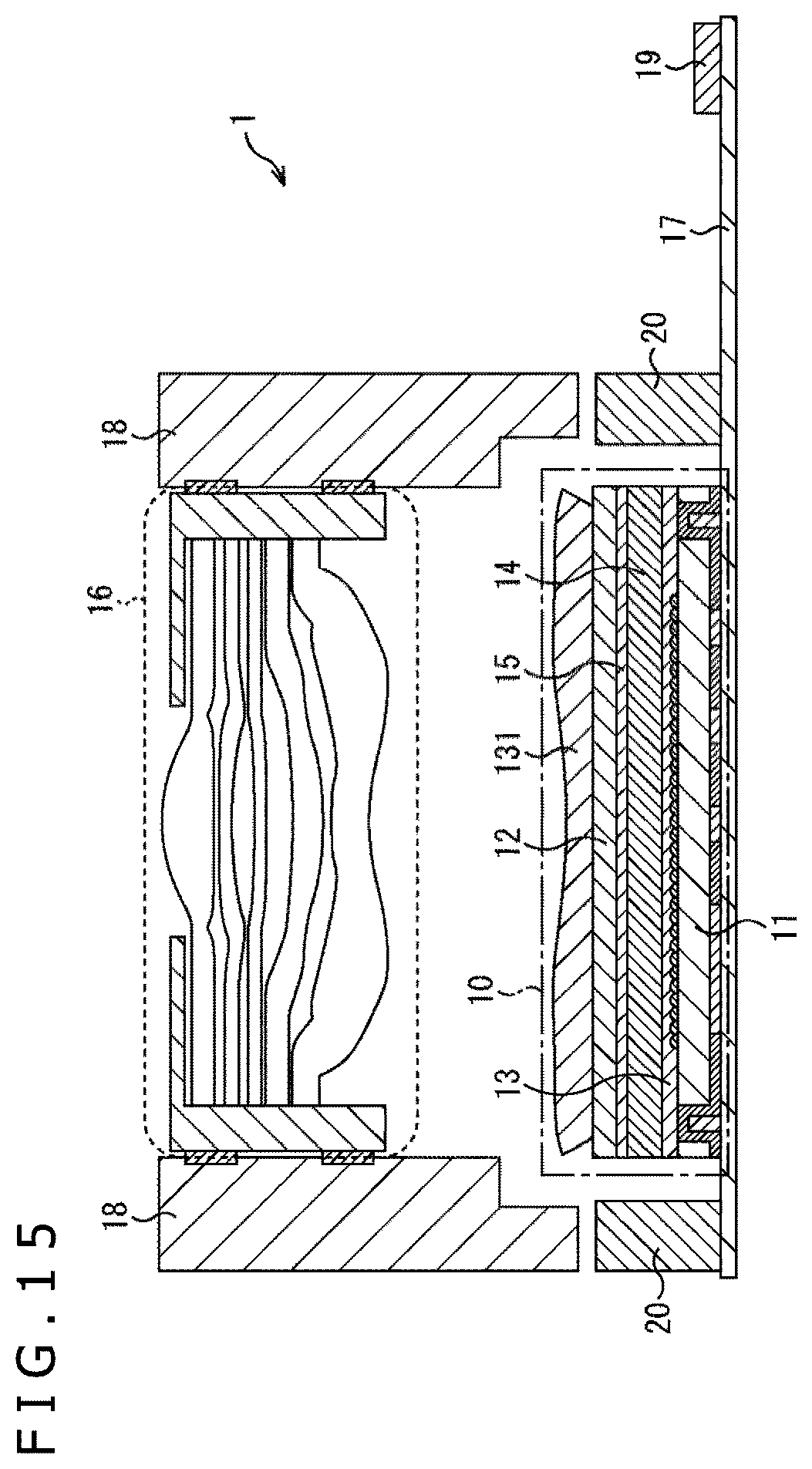 Patent US12107103 Figure 15 – Imaging apparatus and electronic equipment for peeling off prevention in lens