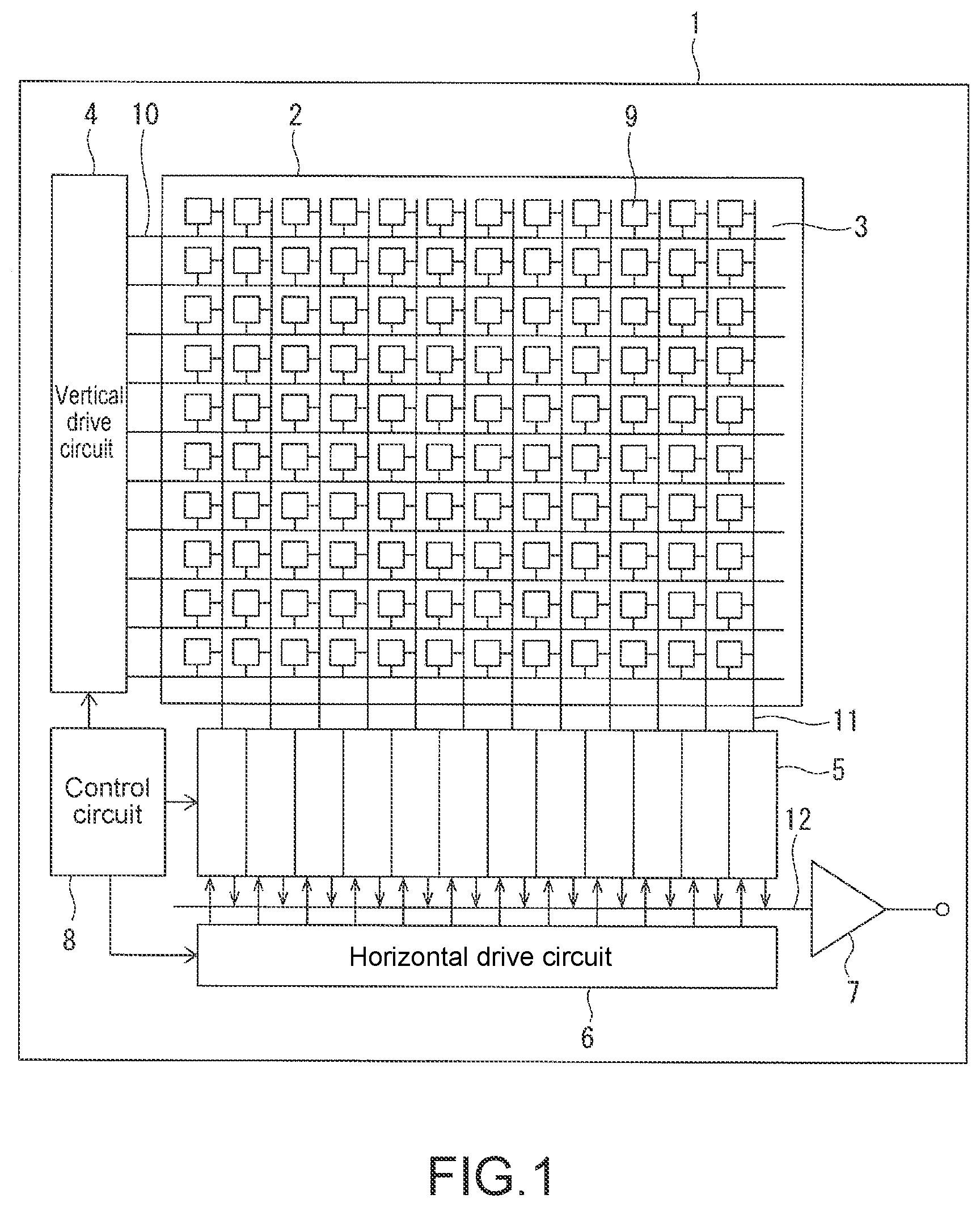 Patent US12107106 — Solid-state imaging device including groove with recessed and projecting sidewalls — Figure 1