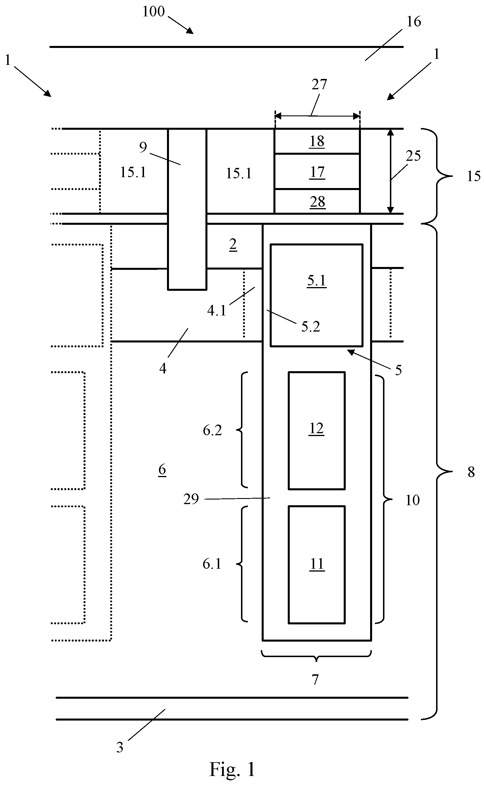 Patent US12107152 — Semiconductor die with a power device and method of manufacturing the same — Figure 1
