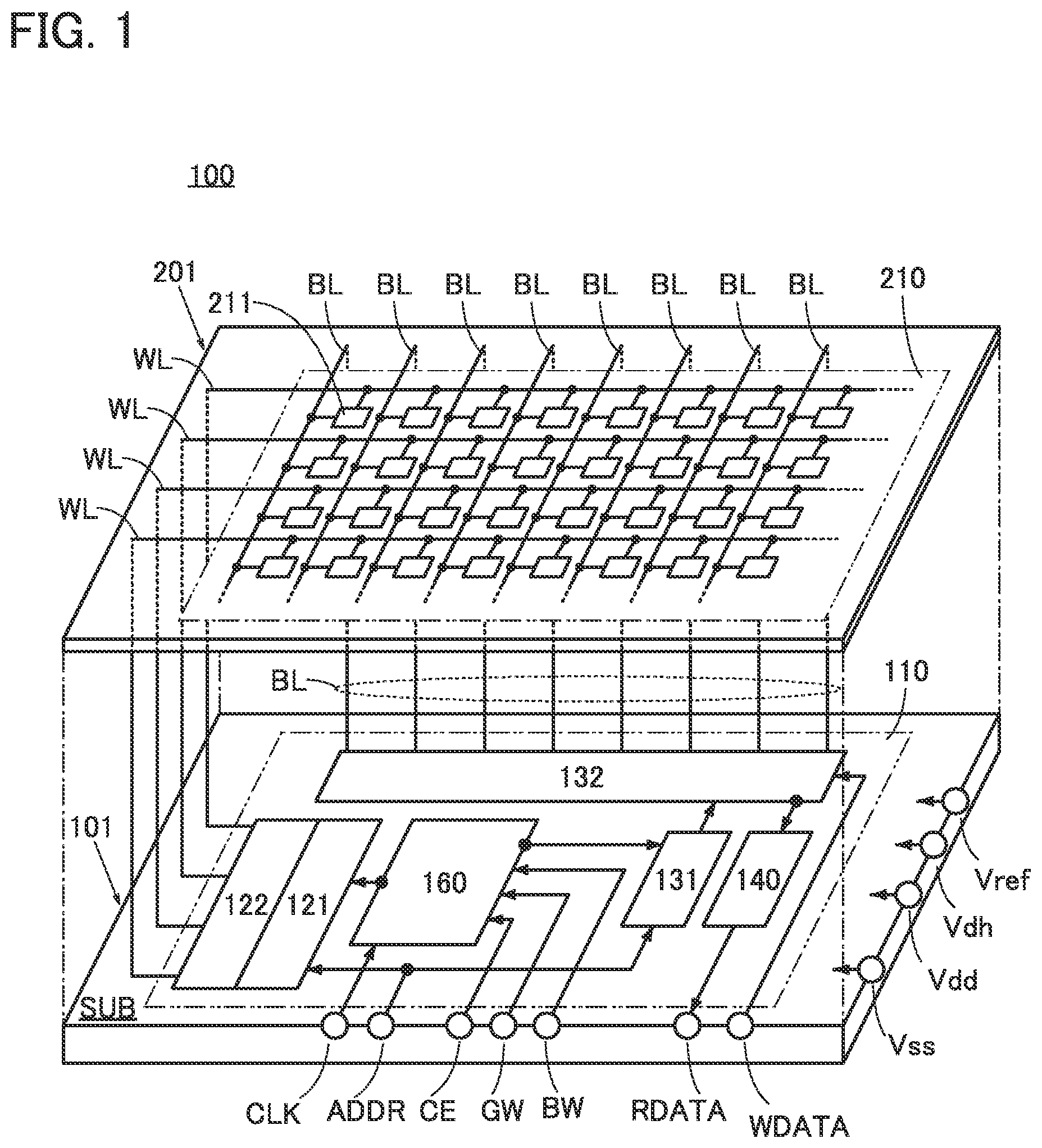 Patent US12107171 — Memory device, semiconductor device, and electronic device — Figure 1
