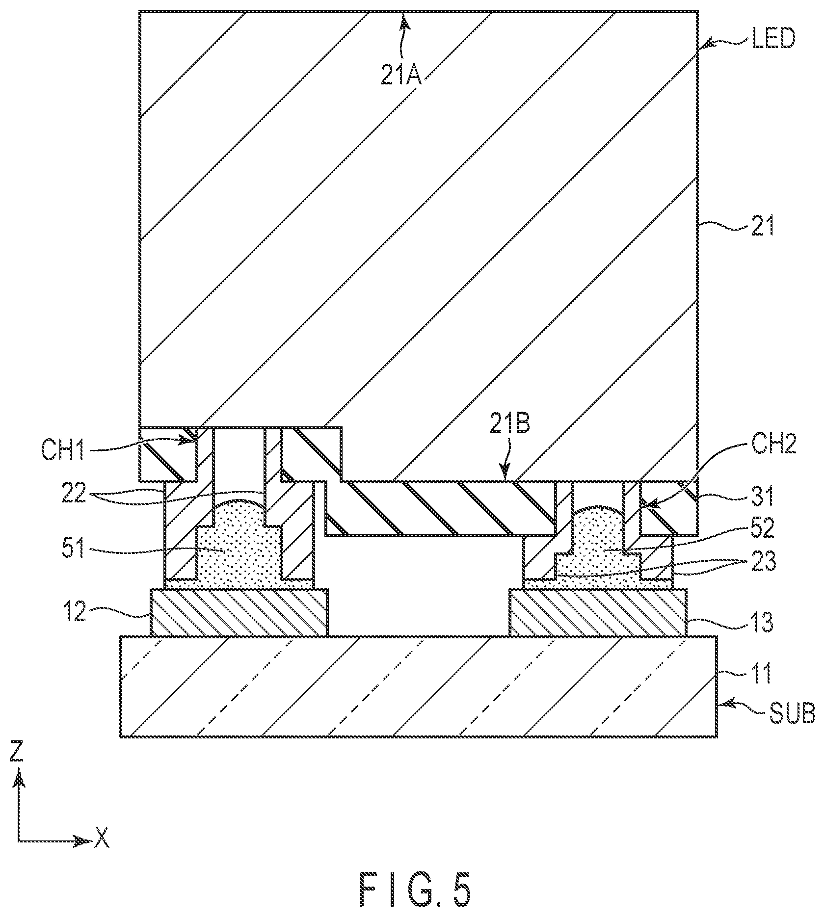 Patent US12107189 Figure 5 – Light-emitting element and electronic device