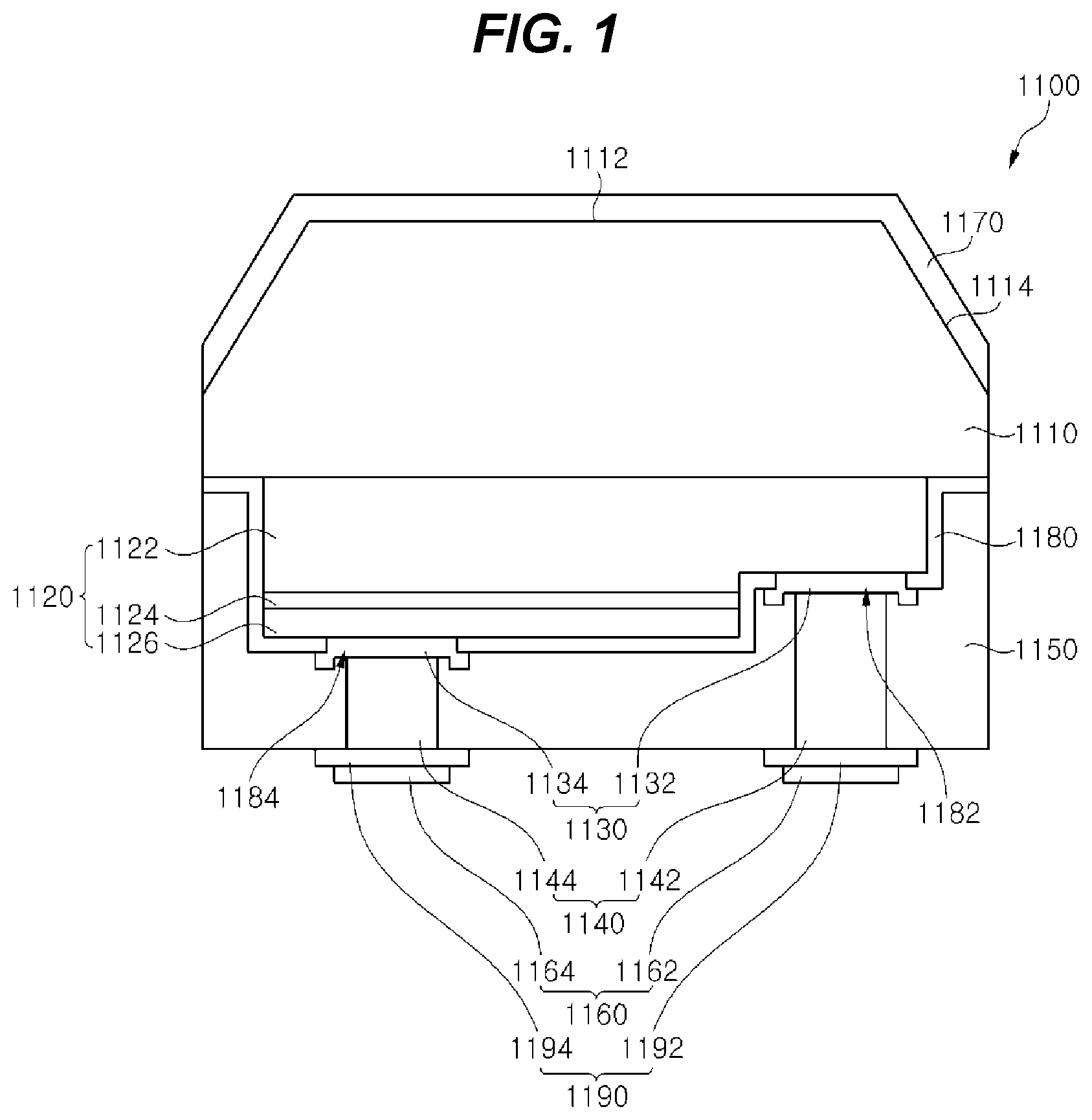 Patent US12107195 — Light emitting diode package and method of manufacturing the same — Figure 1