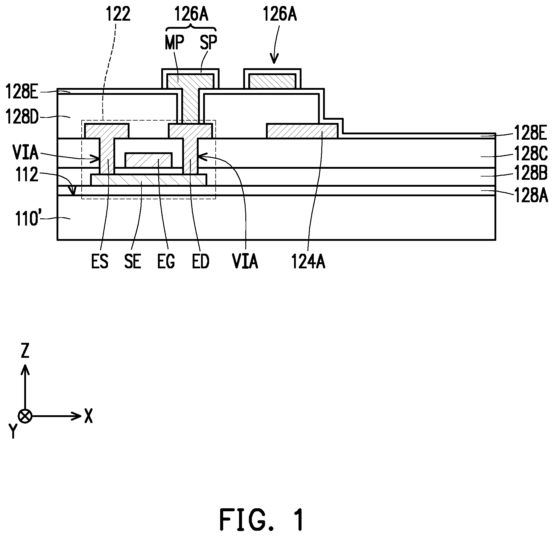 Patent US12107202 — Electronic device and manufacturing method thereof — Figure 1
