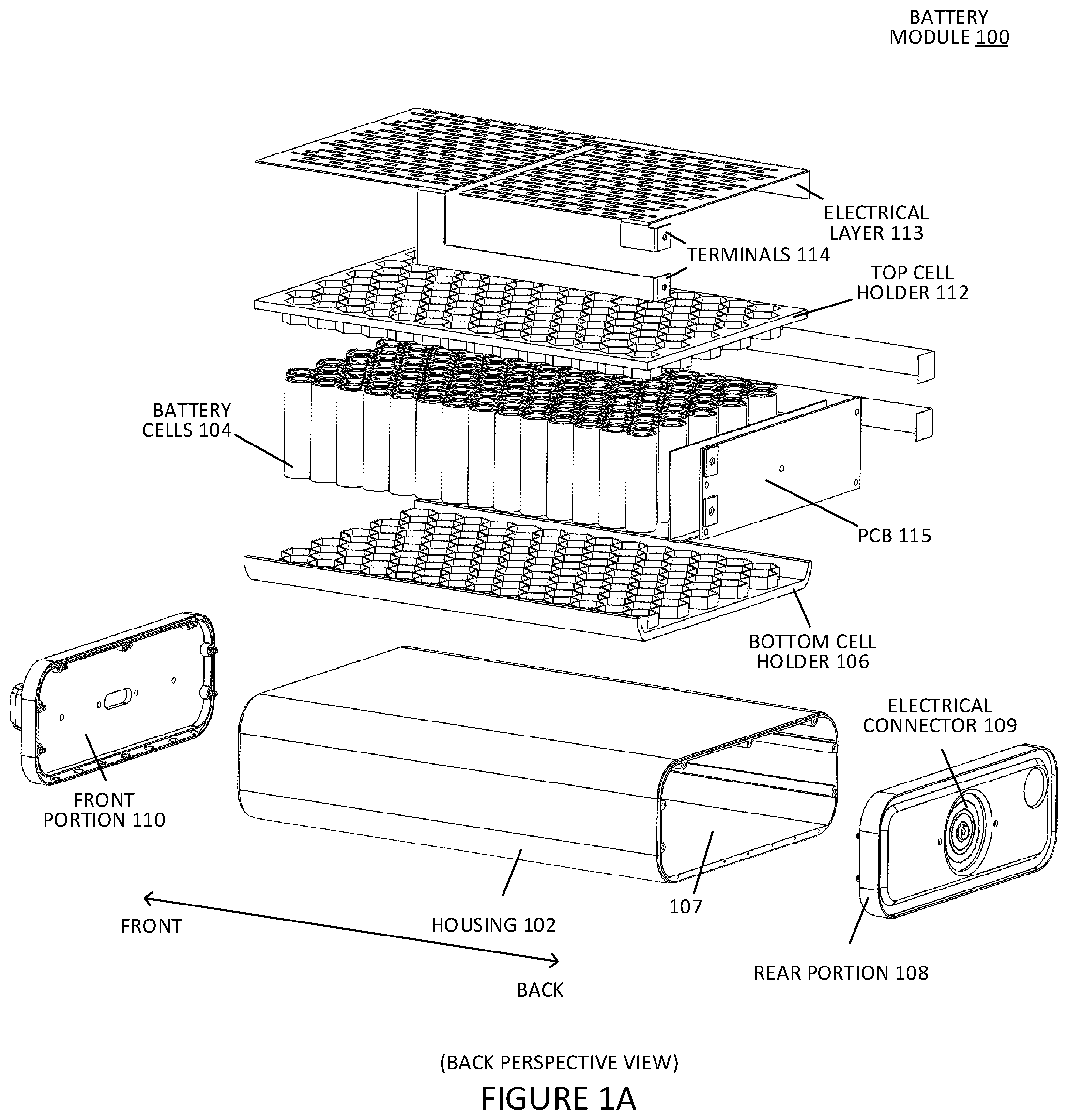 Patent US12107292 Figure 1 – Battery module for vehicle or kiosk
