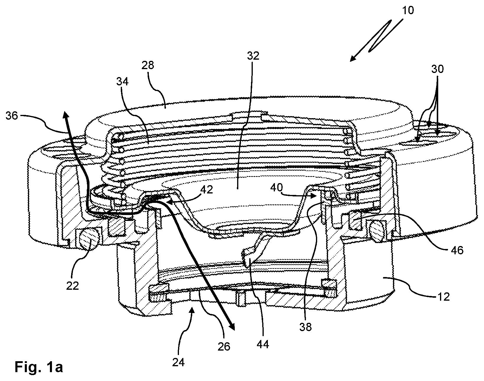 Patent US12107294 — Pressure equalization device, method for pressure equalization and housing — Figure 1
