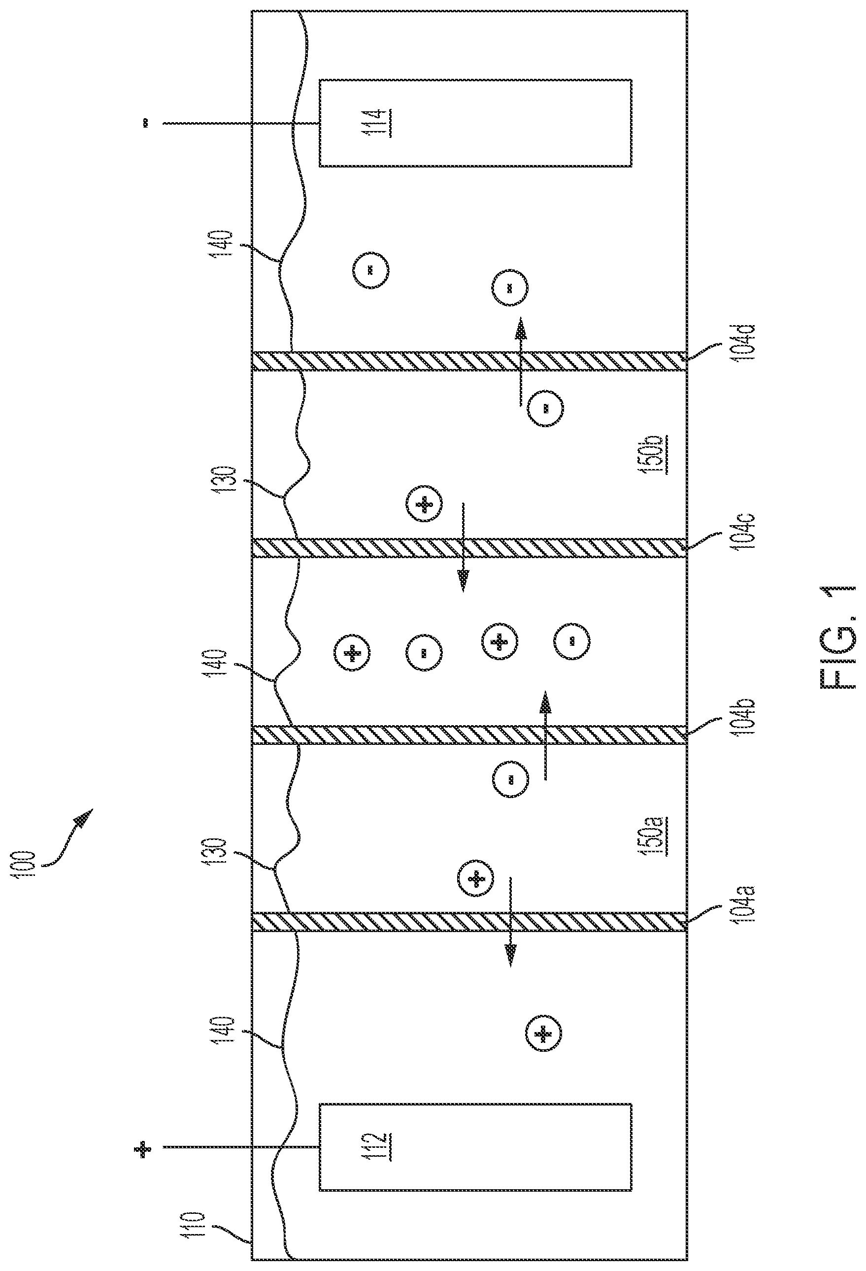 Patent US12107308 Figure 1 – Reverse electrodialysis cell and methods of use thereof