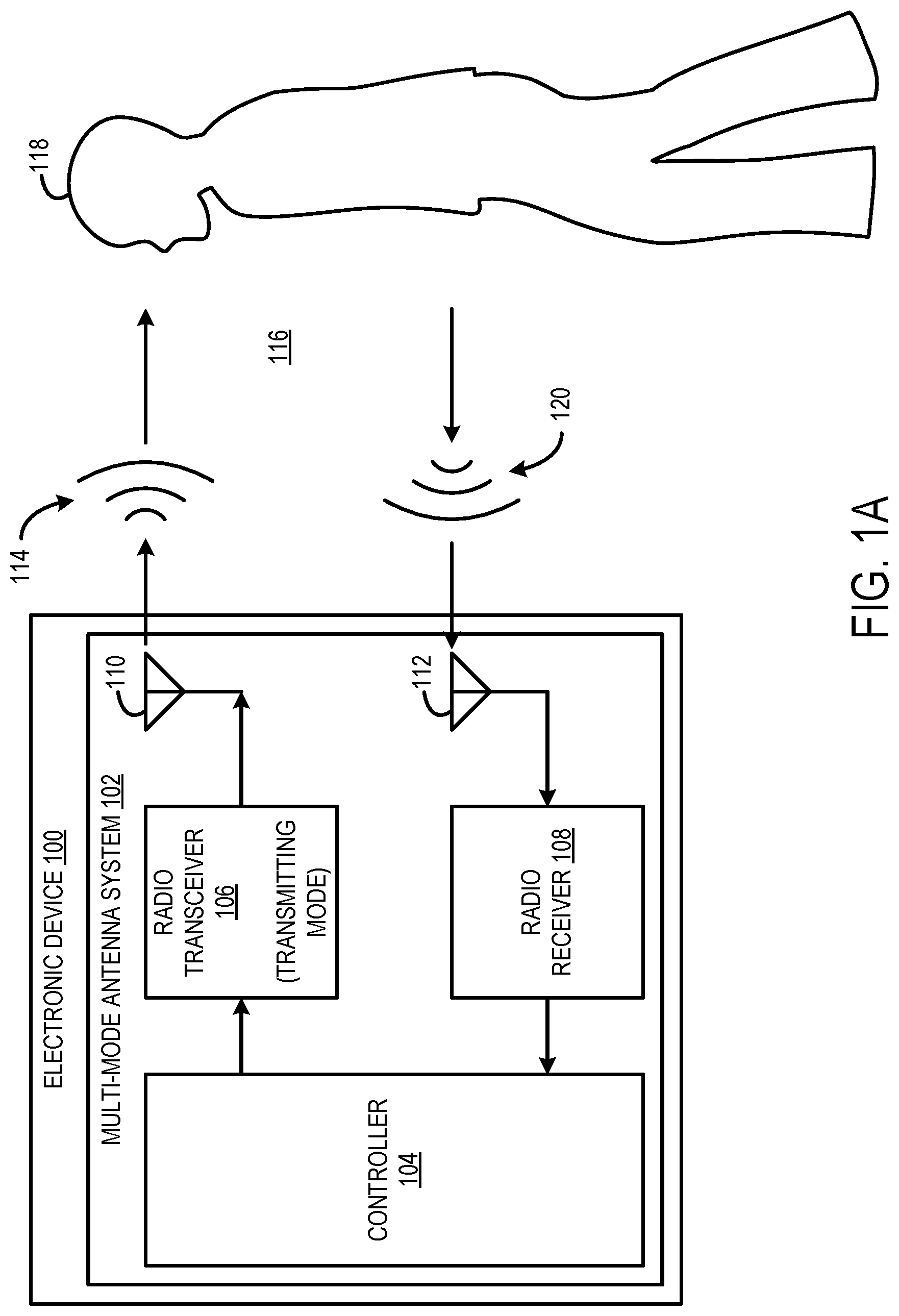 Patent US12107329 Figure 1 – Active isolation enhancement for multi-mode antenna system
