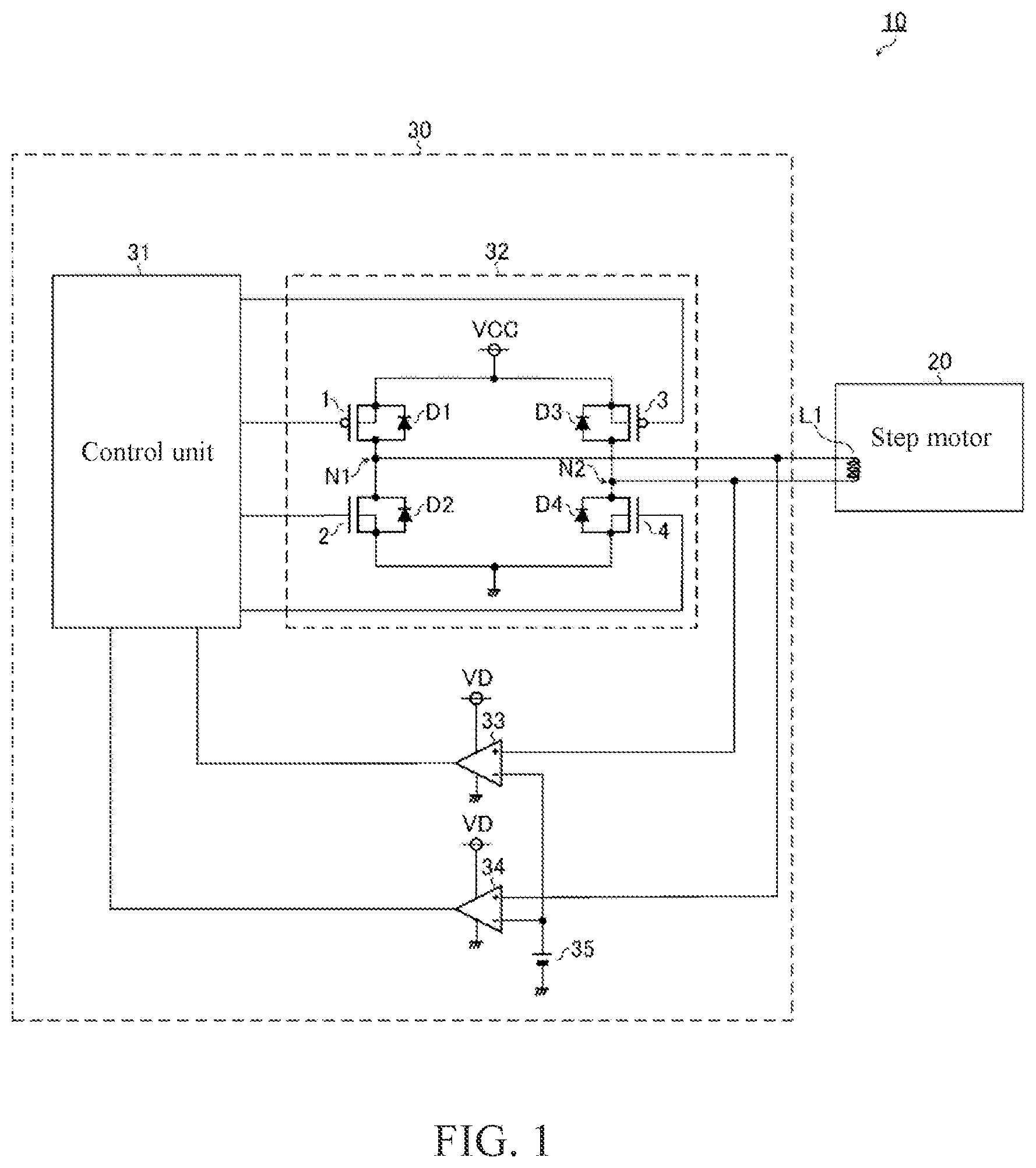 Patent US12107412 — Motor drive device, motor system and electronic device — Figure 1