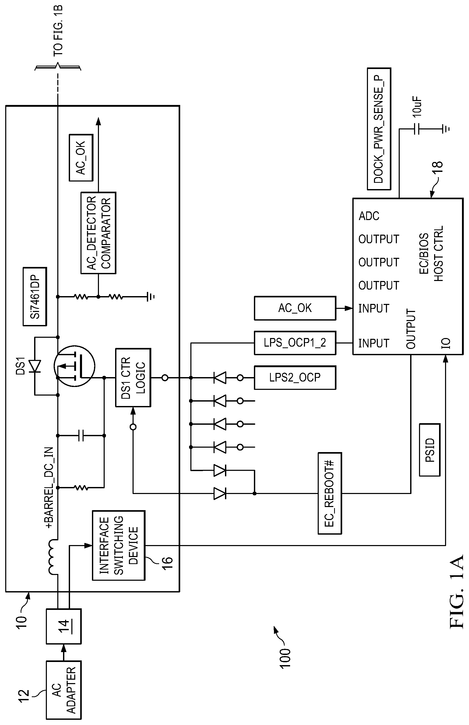 Patent US12107423 — System and method for selecting a voltage on a barrel adapter interface — Figure 1