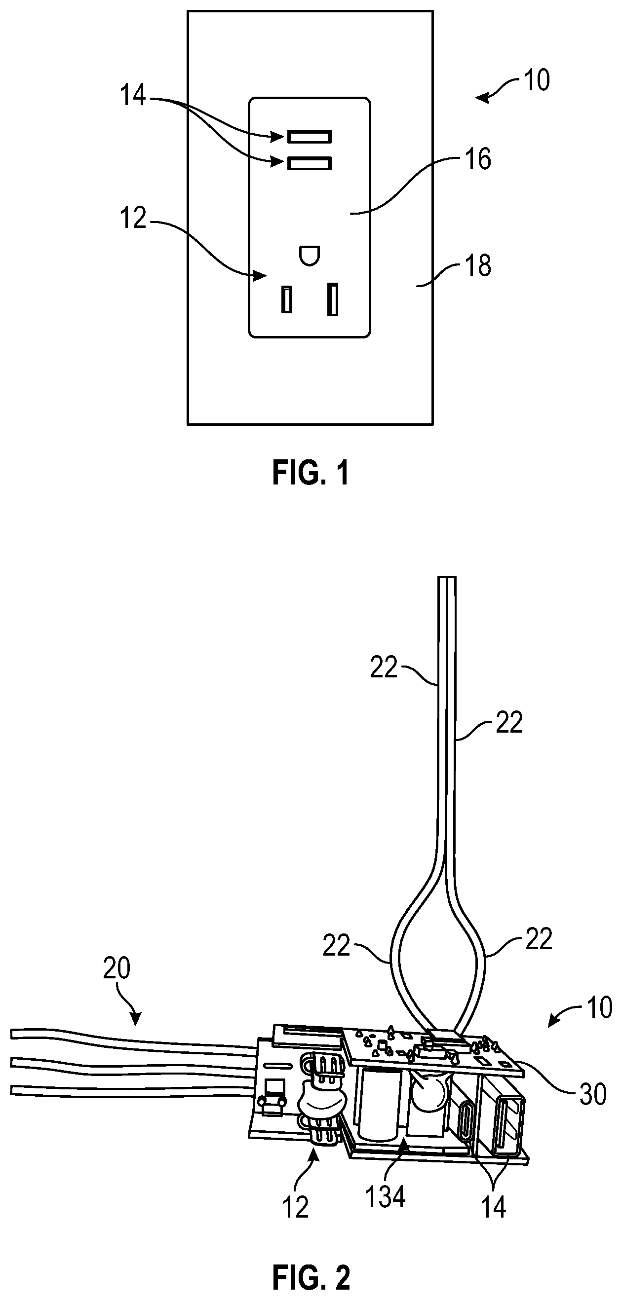 Patent US12107430 — AC and DC electrical outlet — Figure 1