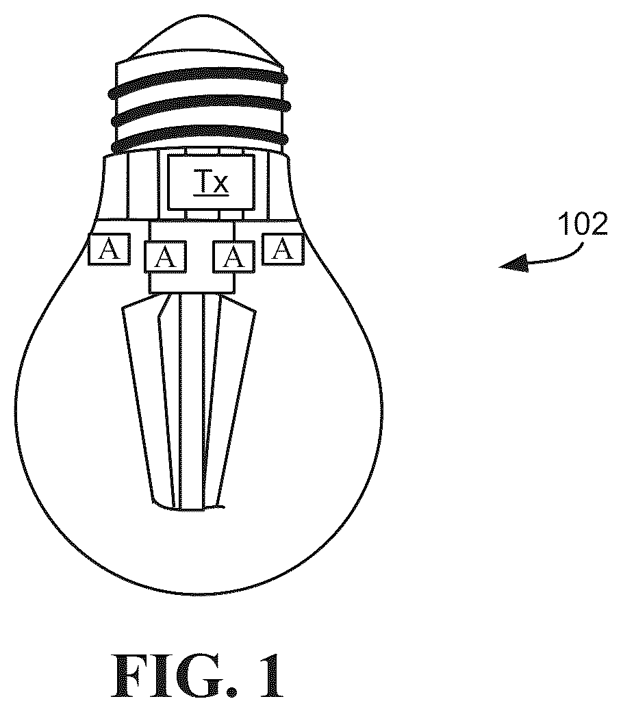 Patent US12107431 Figure 1 – Wireless power system technology implemented in lighting infrastructure