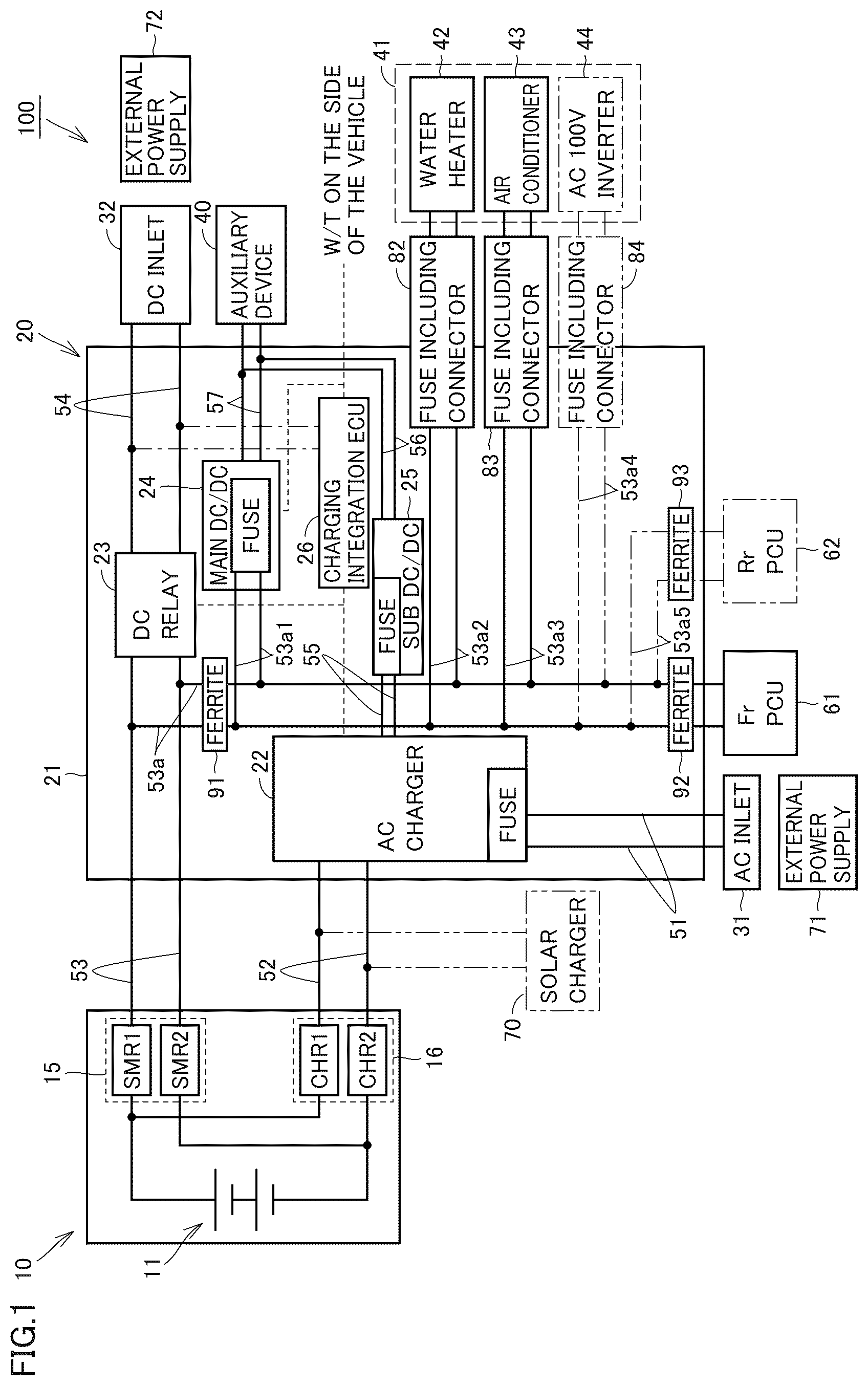Patent US12107450 Figure 1 – Power supply unit and vehicle