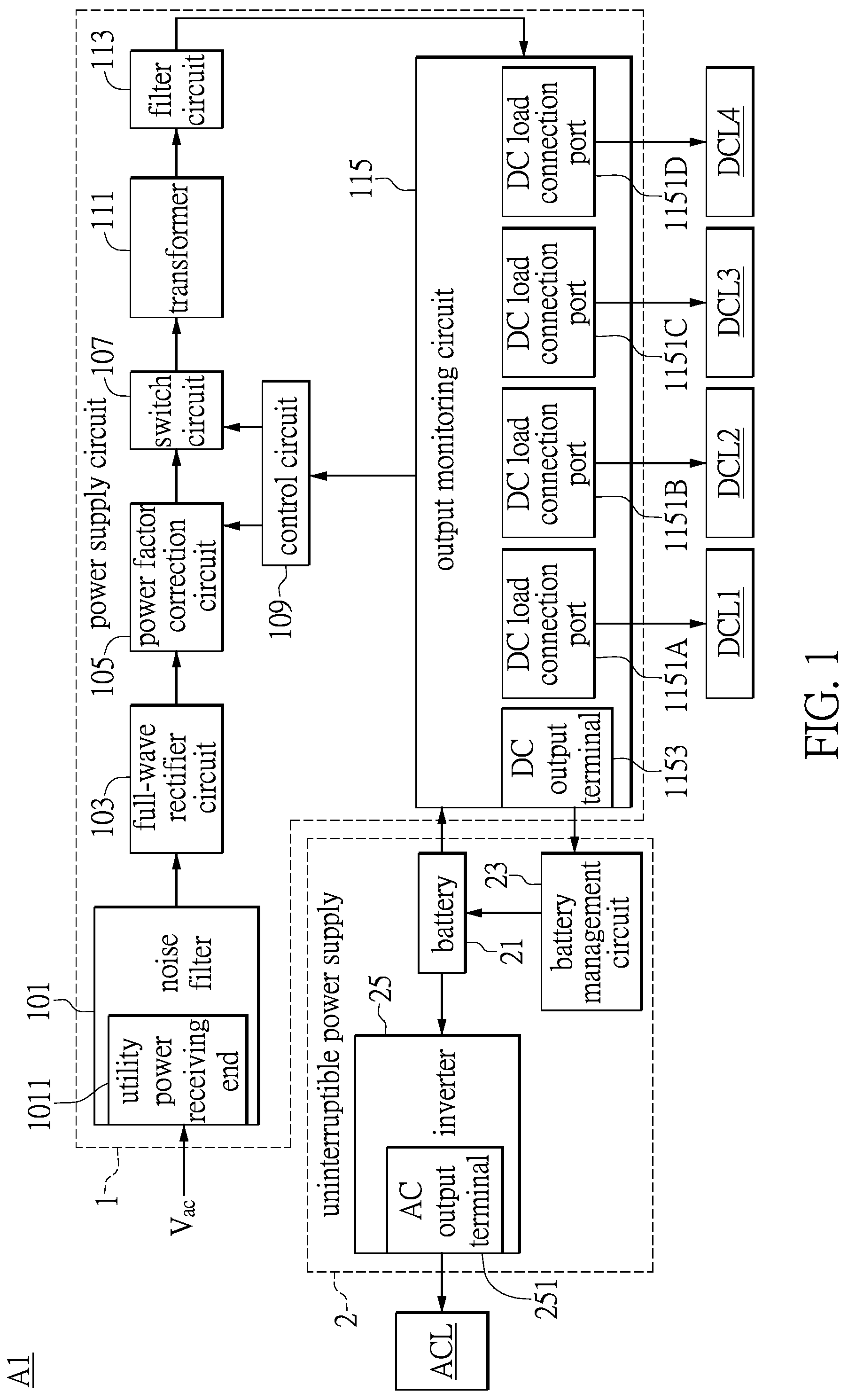 Patent US12107456 — Backup power supply system and control method thereof — Figure 1