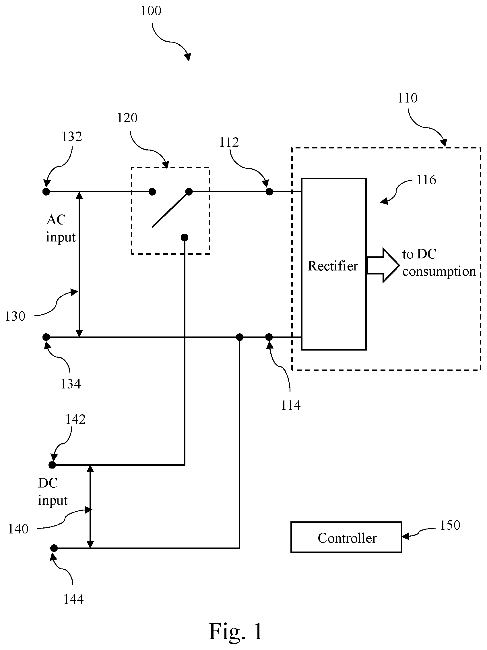 Patent US12107457 — System to provide AC or DC power to electronic equipment — Figure 1