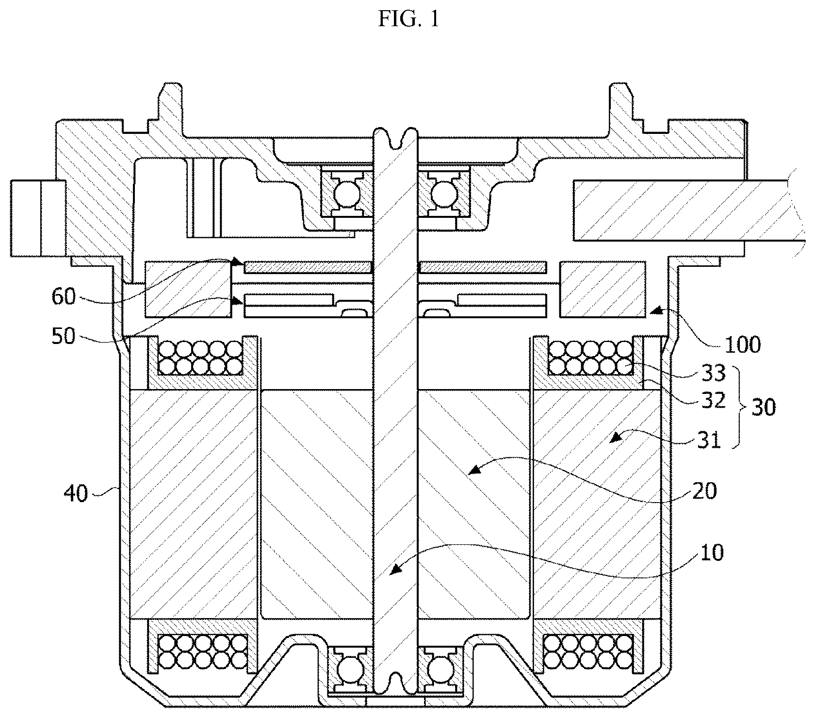 Patent US12107471 Figure 1 – Motor including a busbar having a plurality of terminals