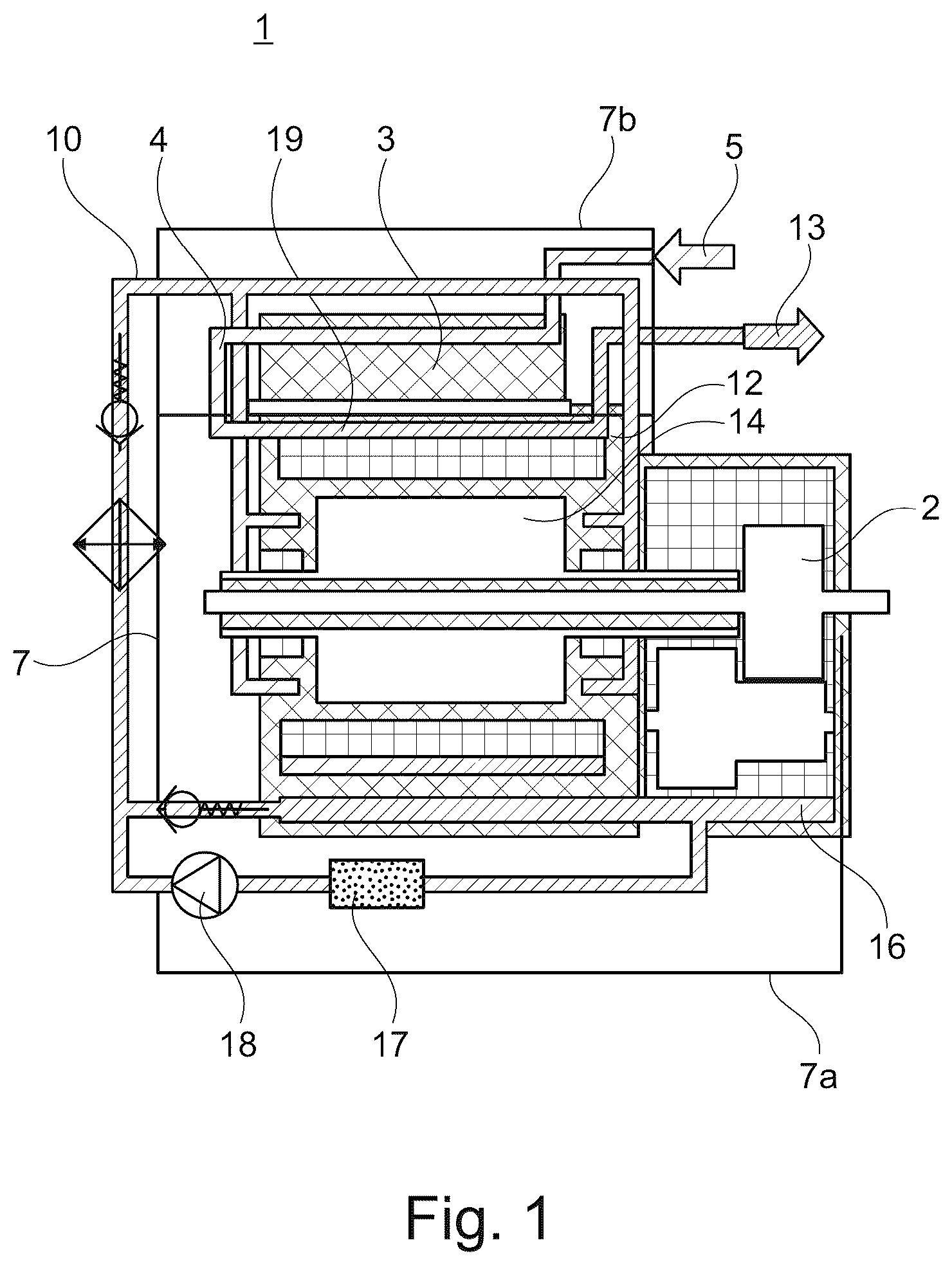 Patent US12107476 Figure 1 – Electric drive system with an inverter and two cooling circuits