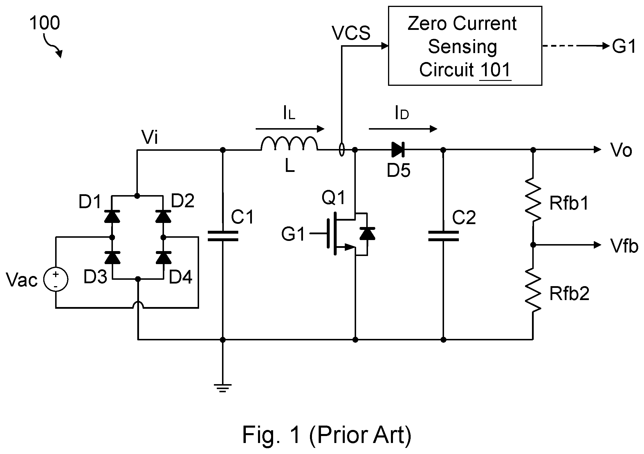 Patent US12107492 — Power factor correction converter, controller and zero current prediction circuit thereof — Figure 1