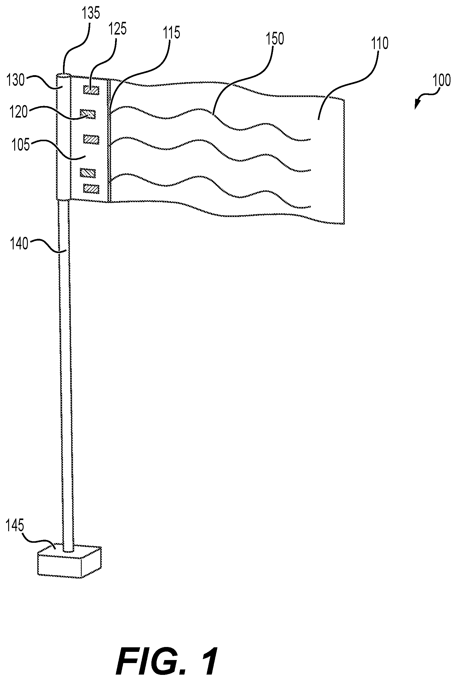 Patent US12107521 Figure 1 – Piezoelectric power generator for wind energy harvesting