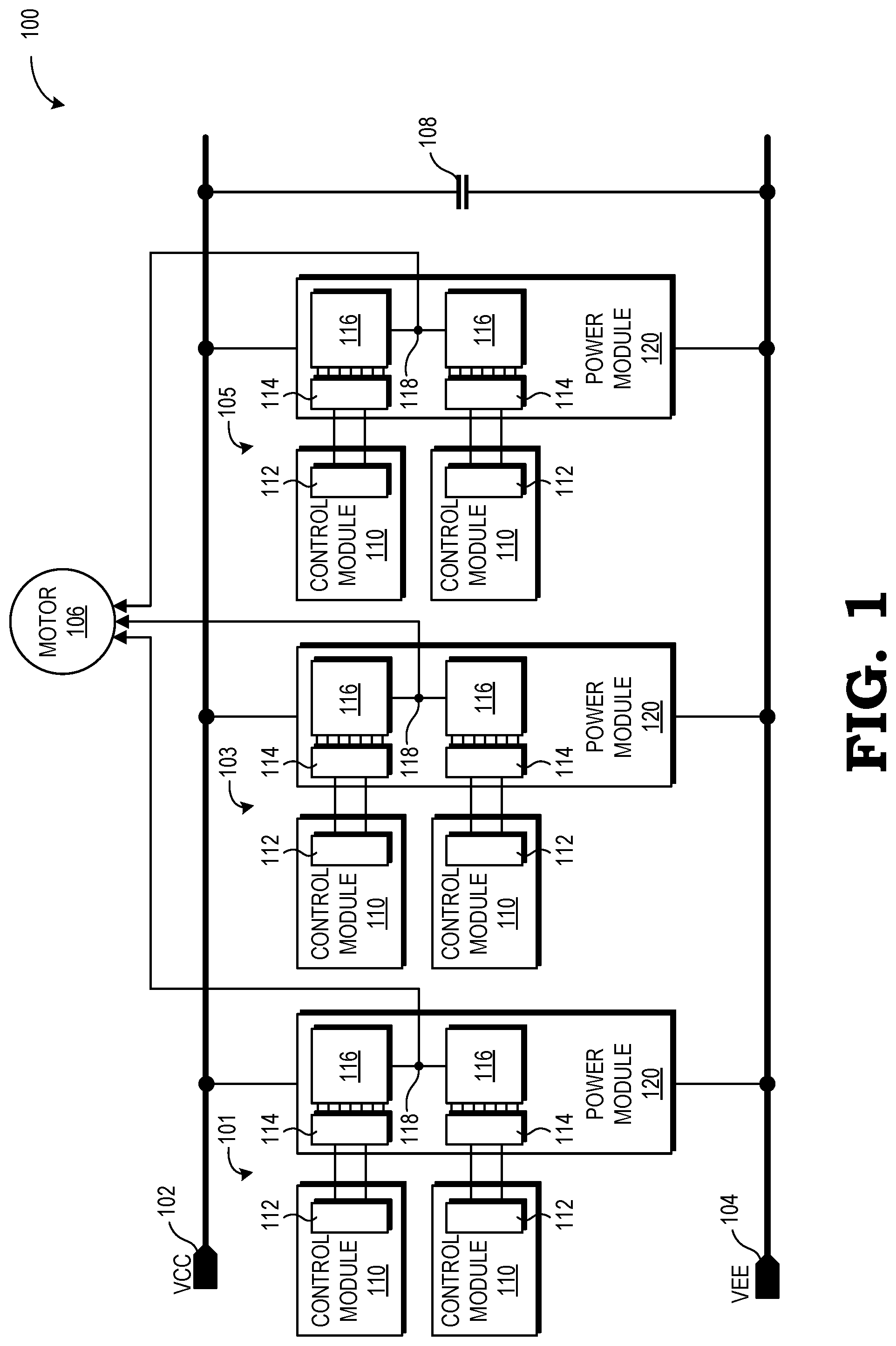 Patent US12107525 — Power module with segmented output driver — Figure 1