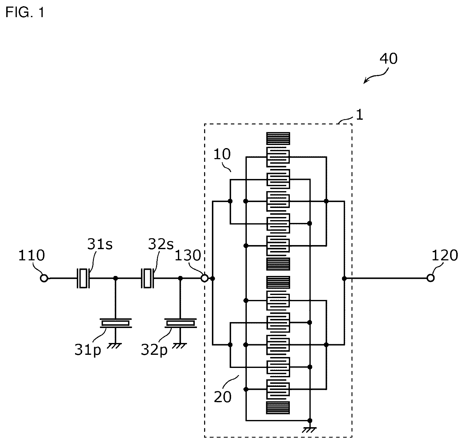 Patent US12107563 — Acoustic wave filter and multiplexer — Figure 1