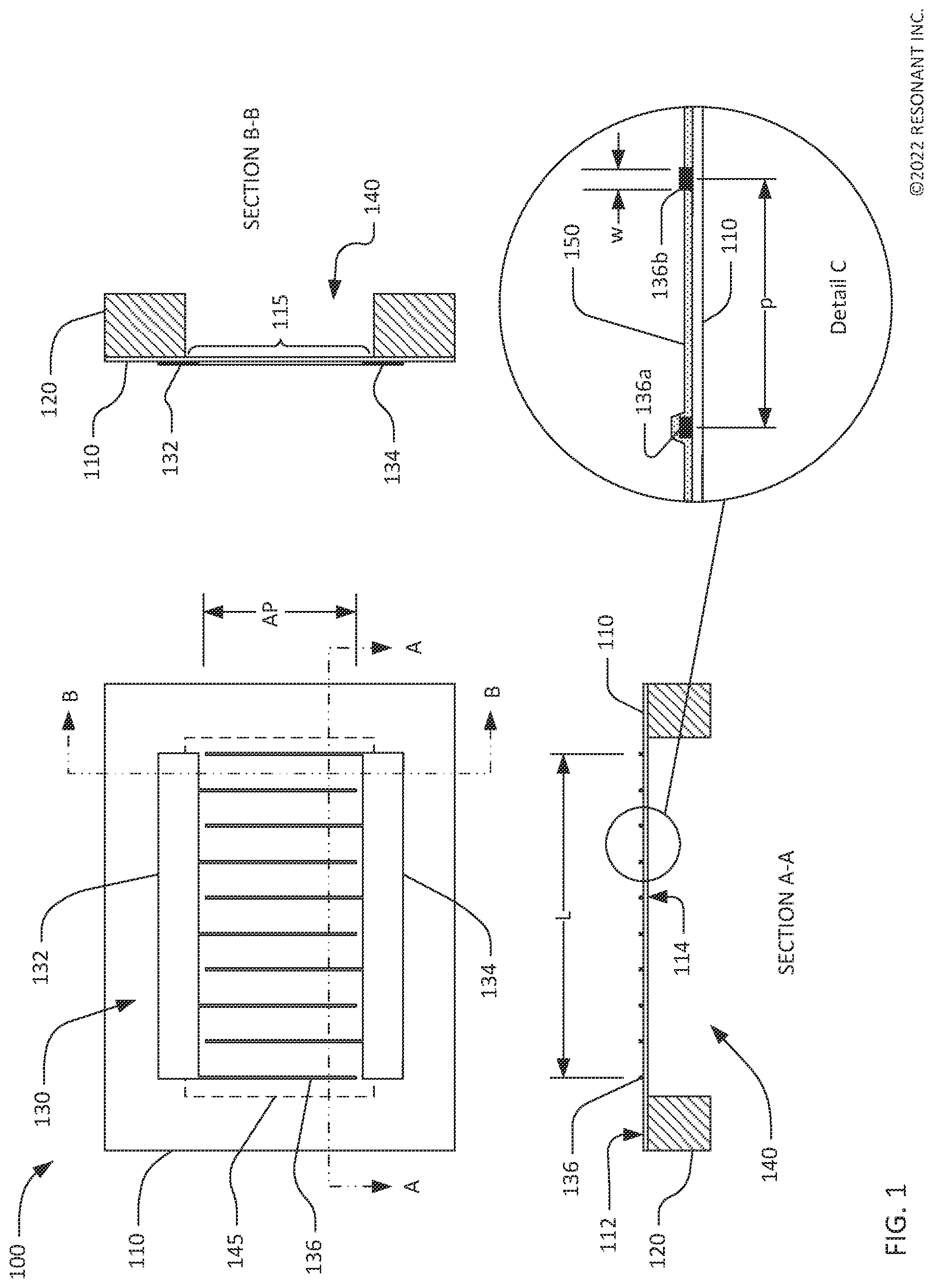 Patent US12107568 — Composite transversely-excited film bulk acoustic resonator circuits having a capacitor for improved rejection — Figure 1