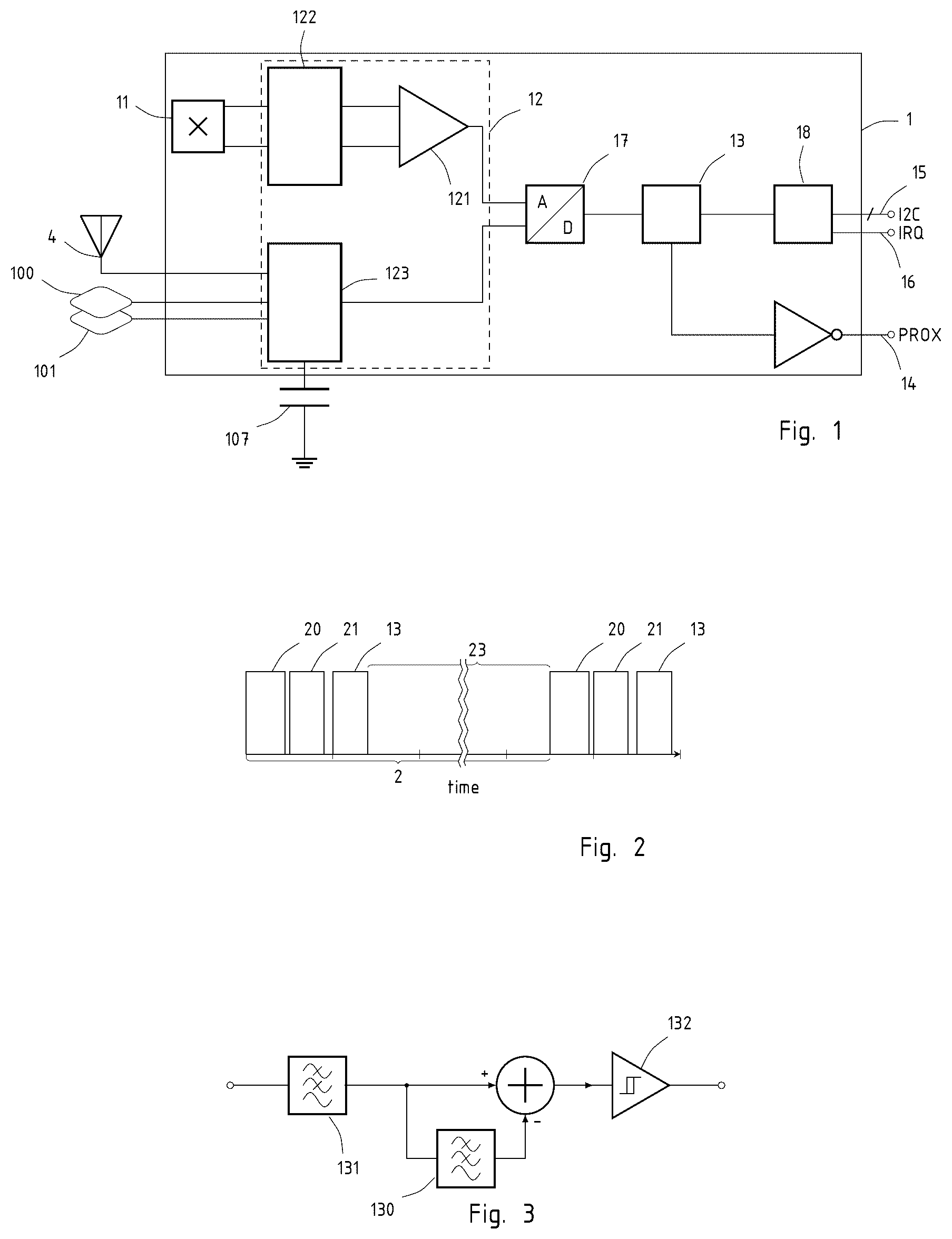 Patent US12107575 — Environmental sensor circuit having a capacitive proximity sensor and magnetic field probe — Figure 1
