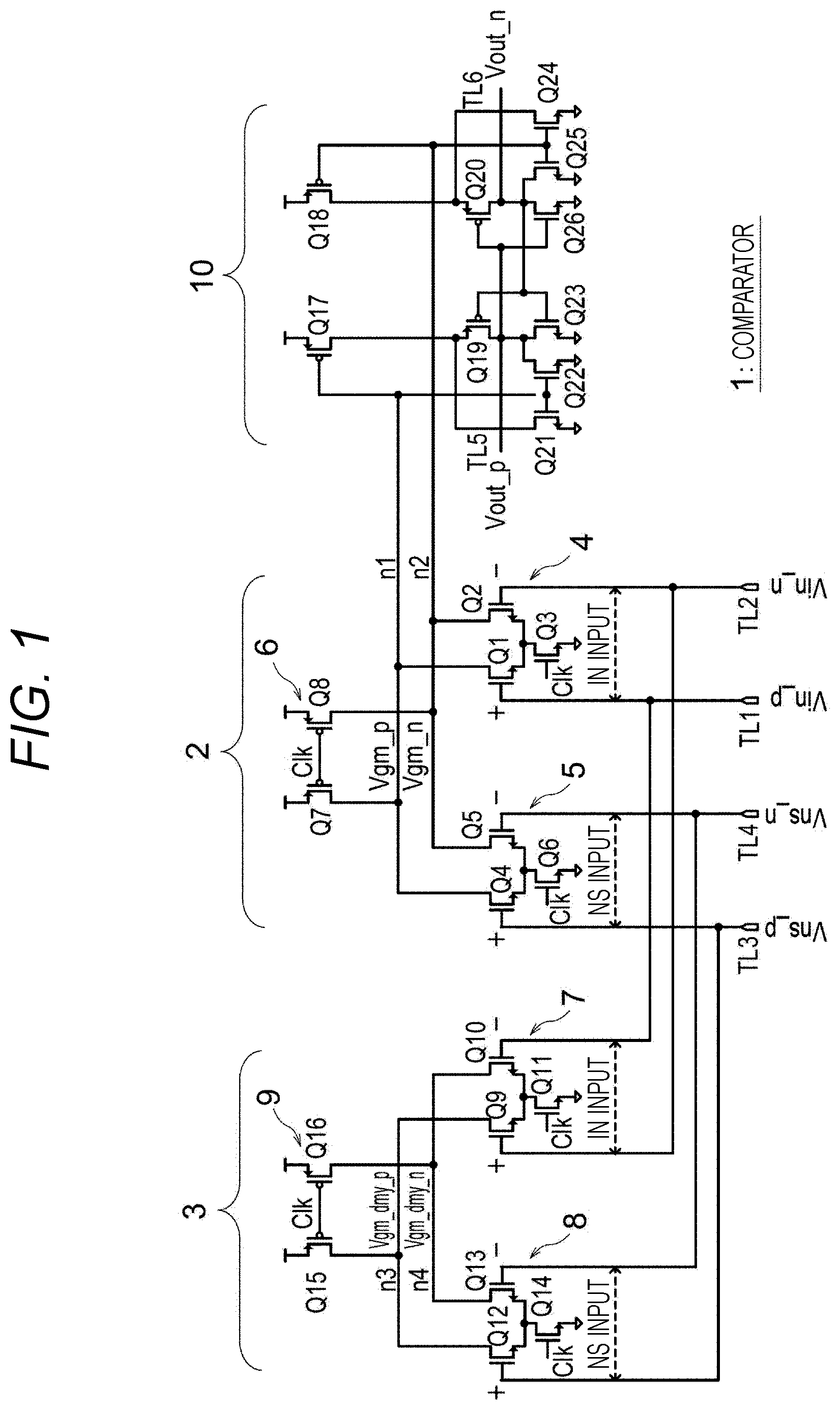 Patent US12107595 Figure 1 – Comparator and analog-to-digital converter
