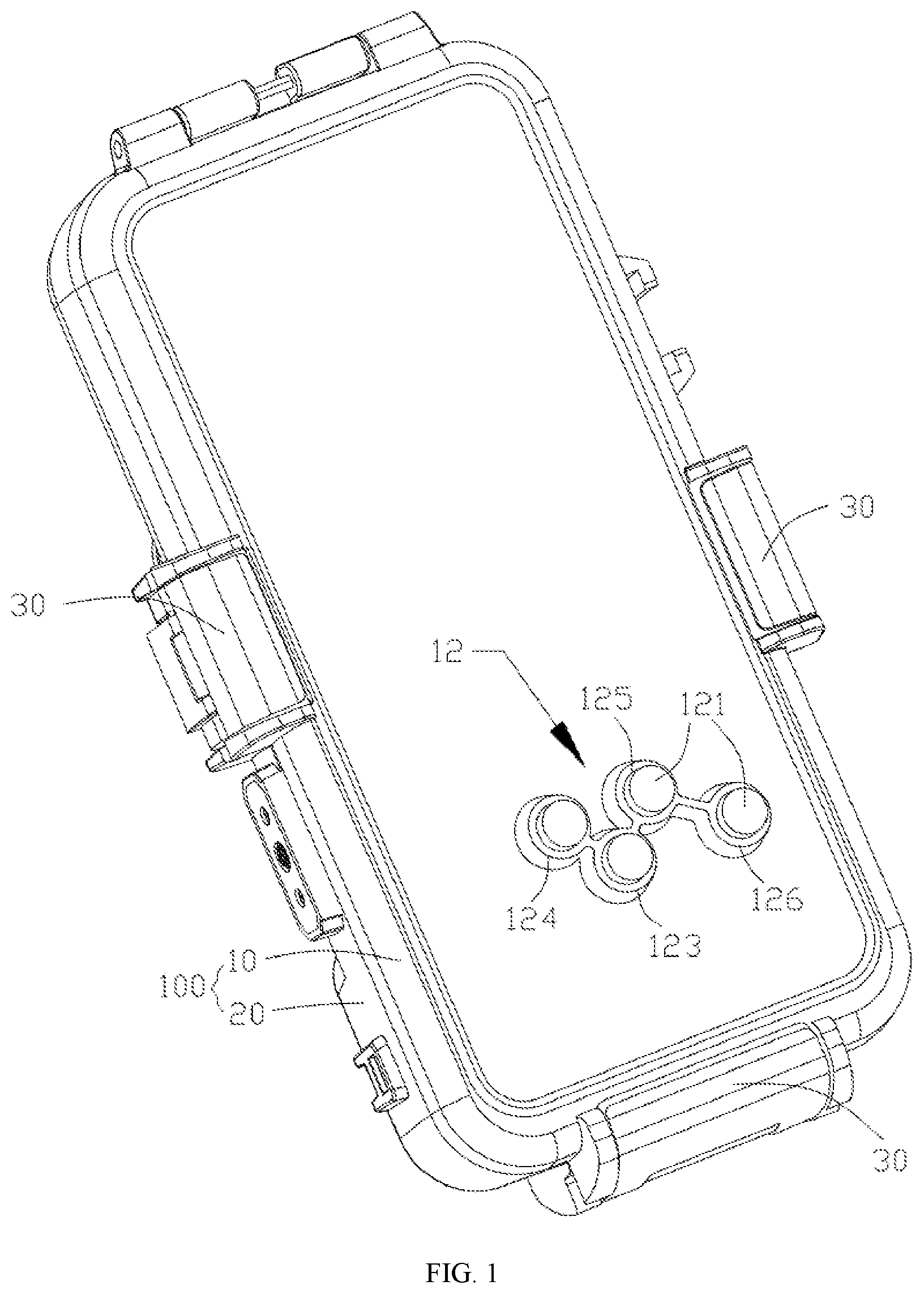 Patent US12107614 — Mobile terminal protective case for diving — Figure 1