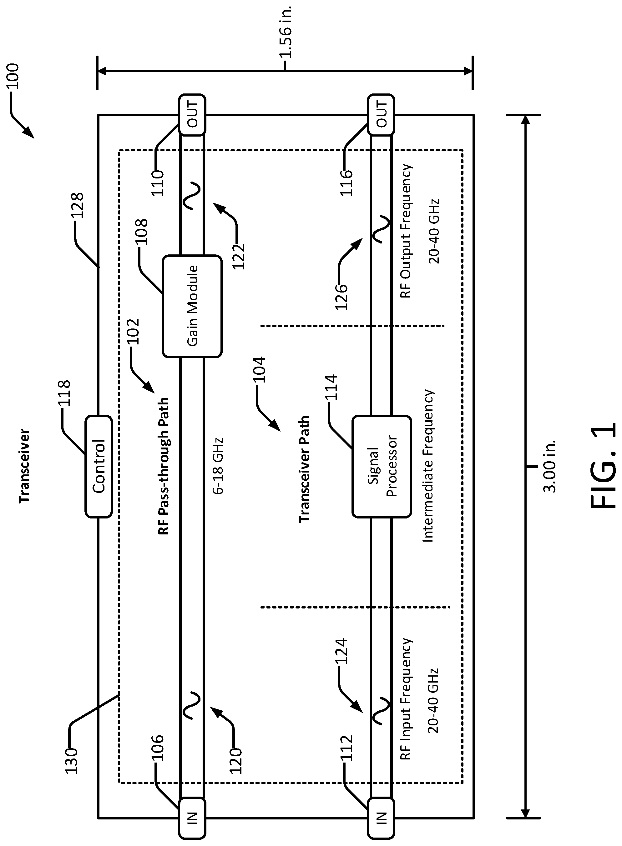 Patent US12107615 — Compact transceiver — Figure 1