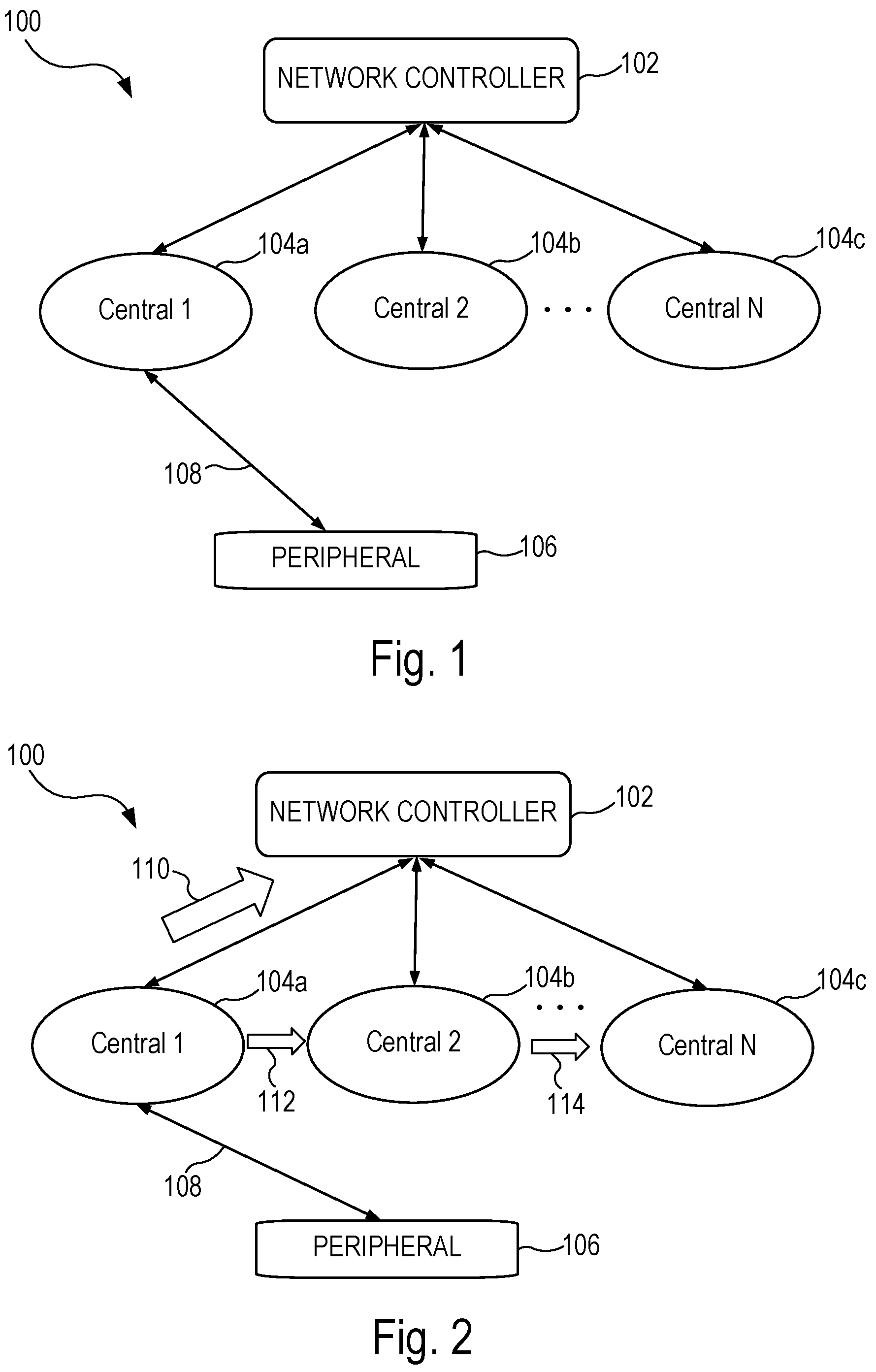 Patent US12107621 — Coordinated roaming for low energy peripheral devices — Figure 1