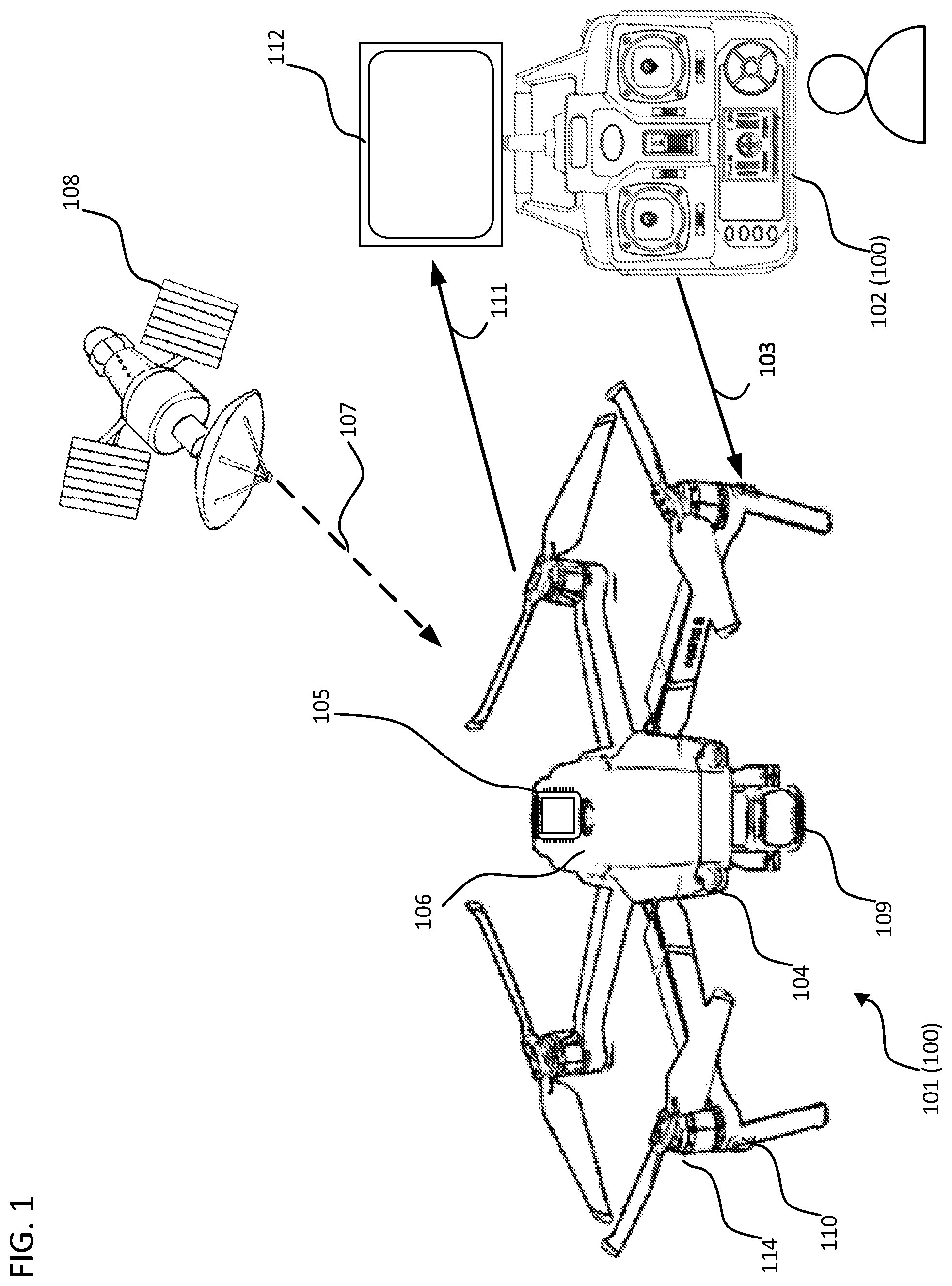 Patent US12107663 — Unmanned aerial system communication — Figure 1
