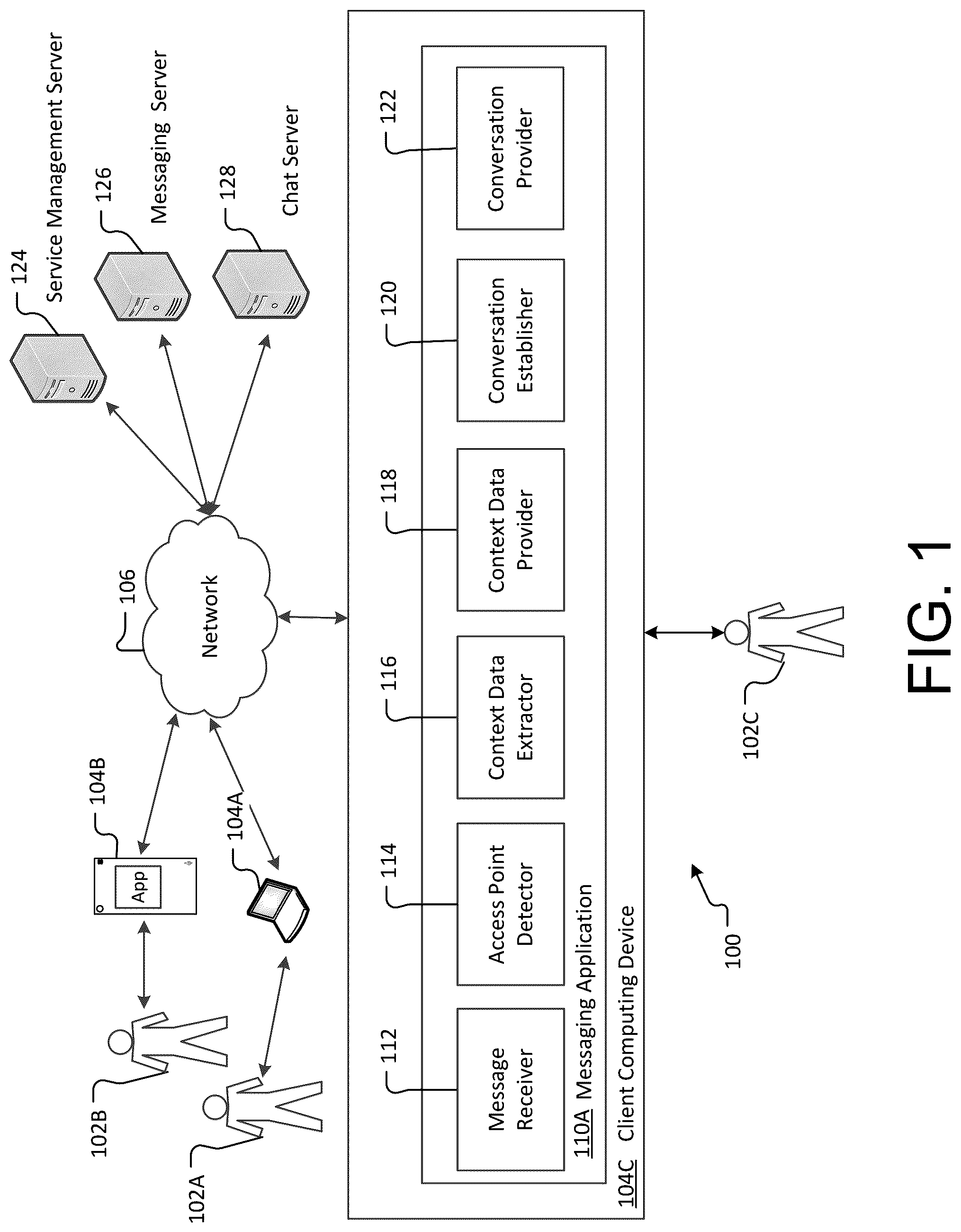 Patent US12107803 — Chat-enabled messaging — Figure 1