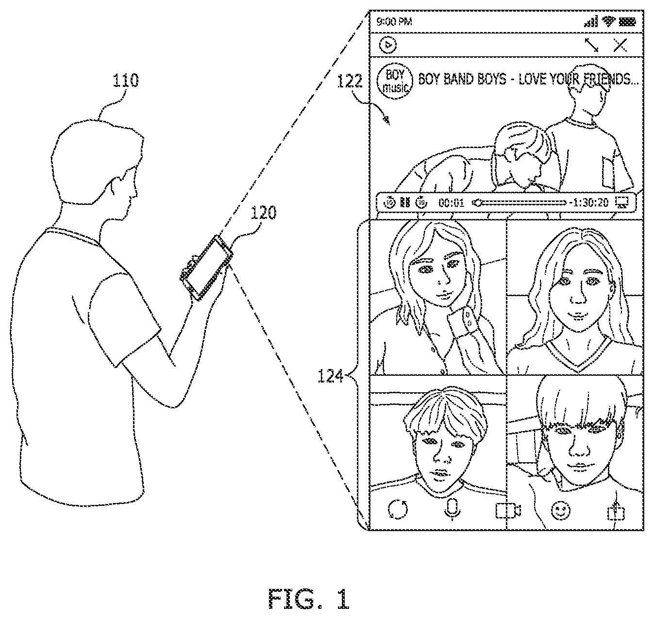 Patent US12107806 — Method and system for sharing content on instant messaging application during calls — Figure 1
