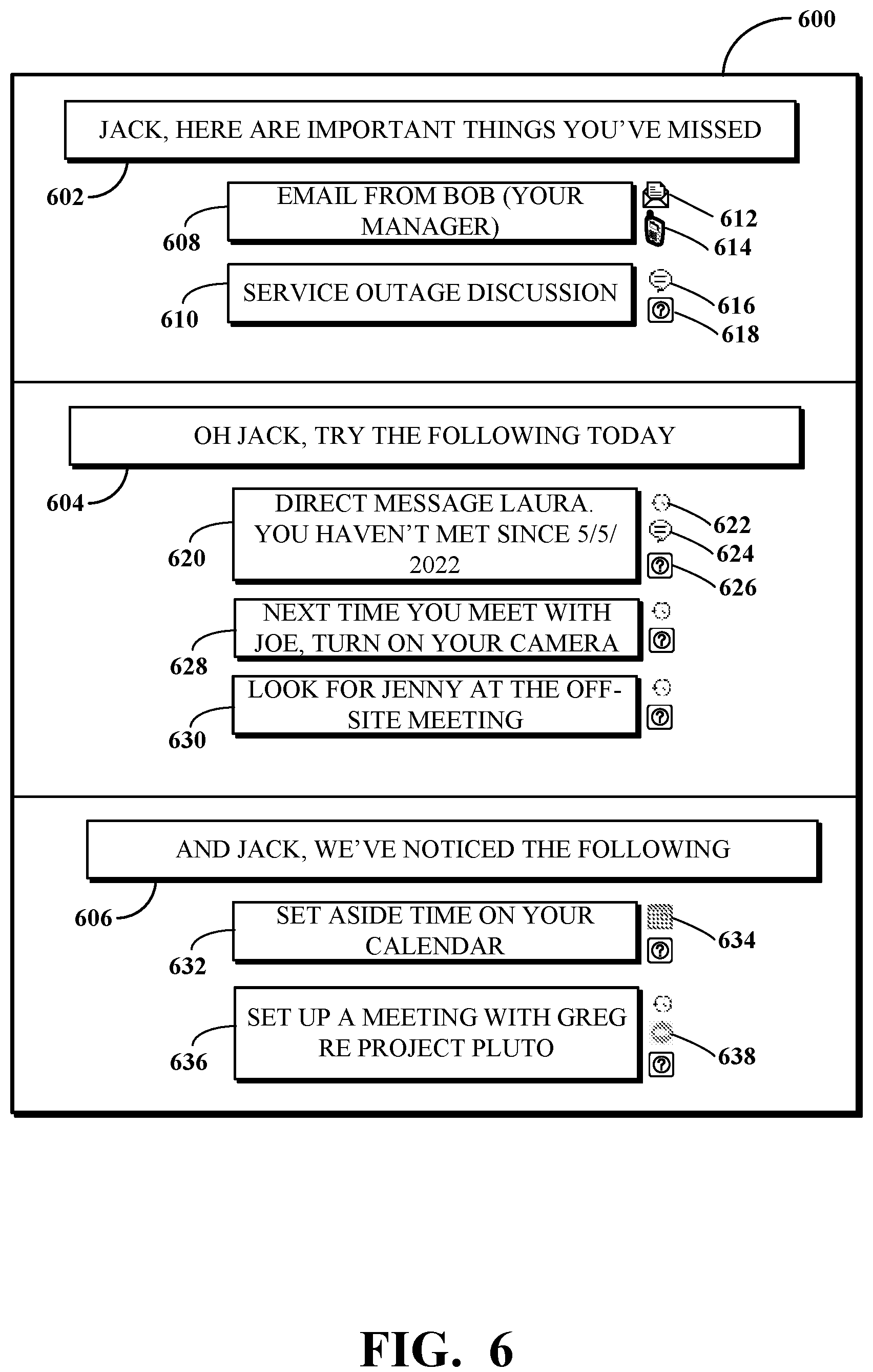 Patent US12107814 Figure 6 – Selective multi-modal and channel alerting of missed communications