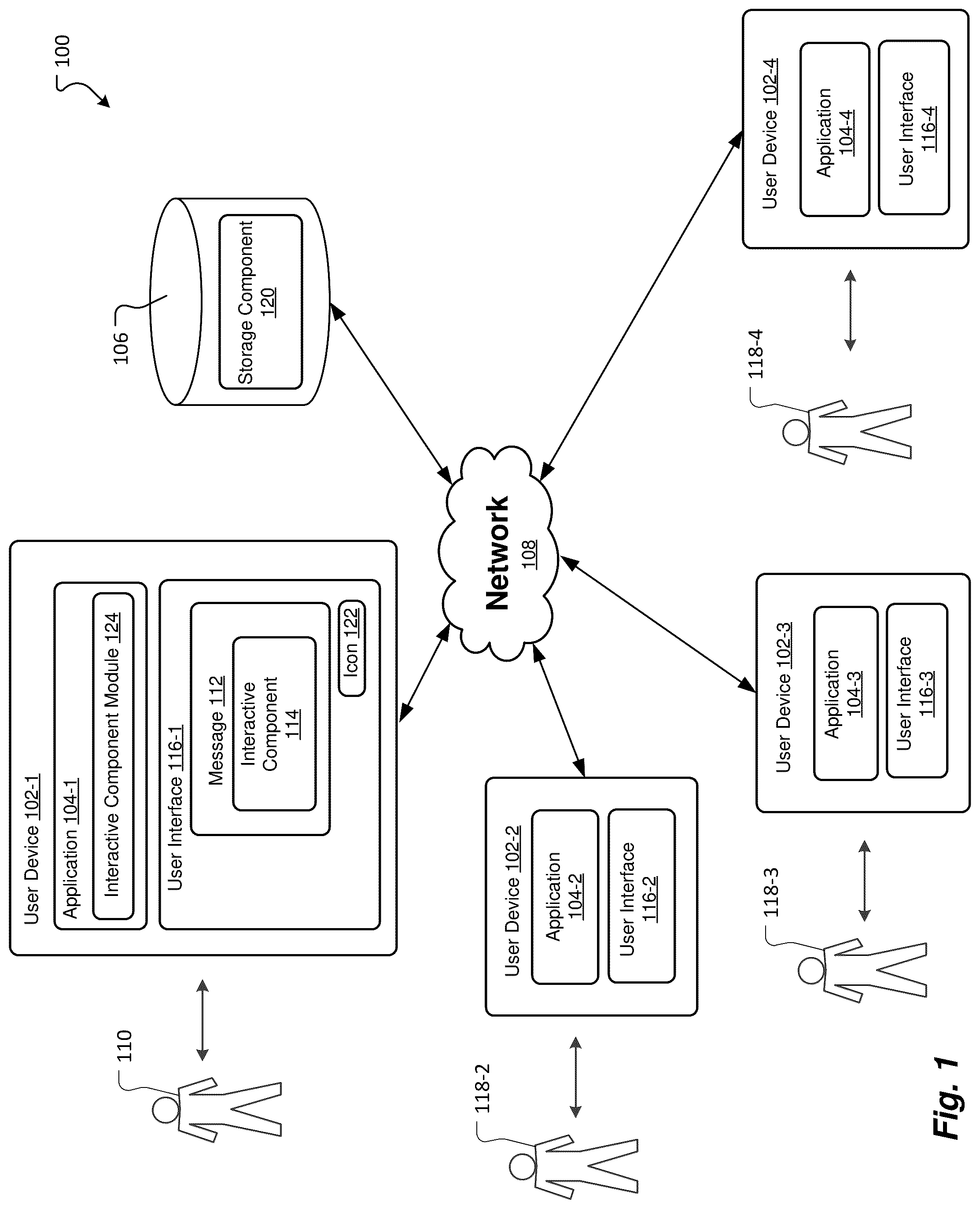 Patent US12107816 Figure 1 – Interactive components for user collaboration