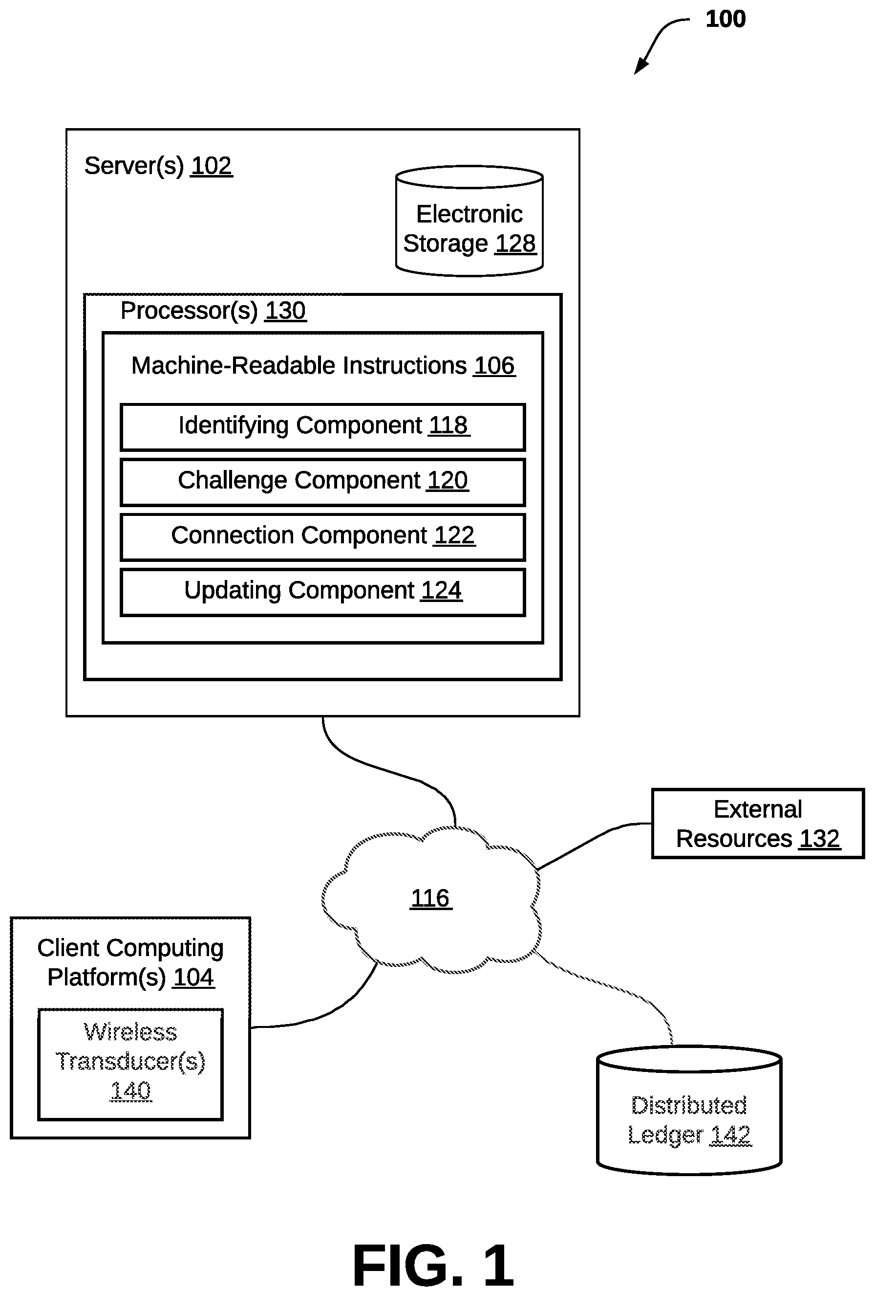 Patent US12107968 — Systems and methods to identify a physical object as a digital asset — Figure 1