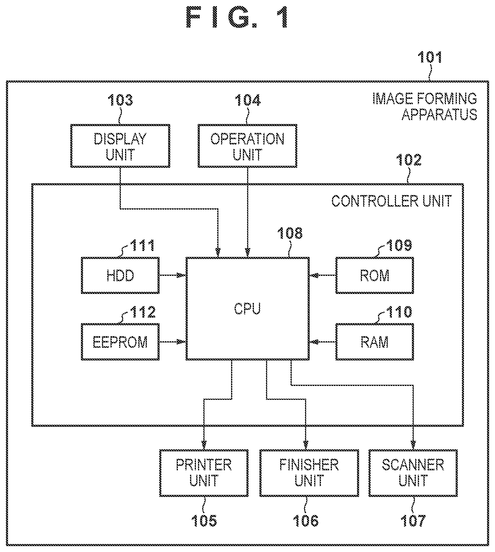 Patent US12107998 — Image forming apparatus that performs adjustment for post processing on a printed material, control method thereof, and storage medium — Figure 1