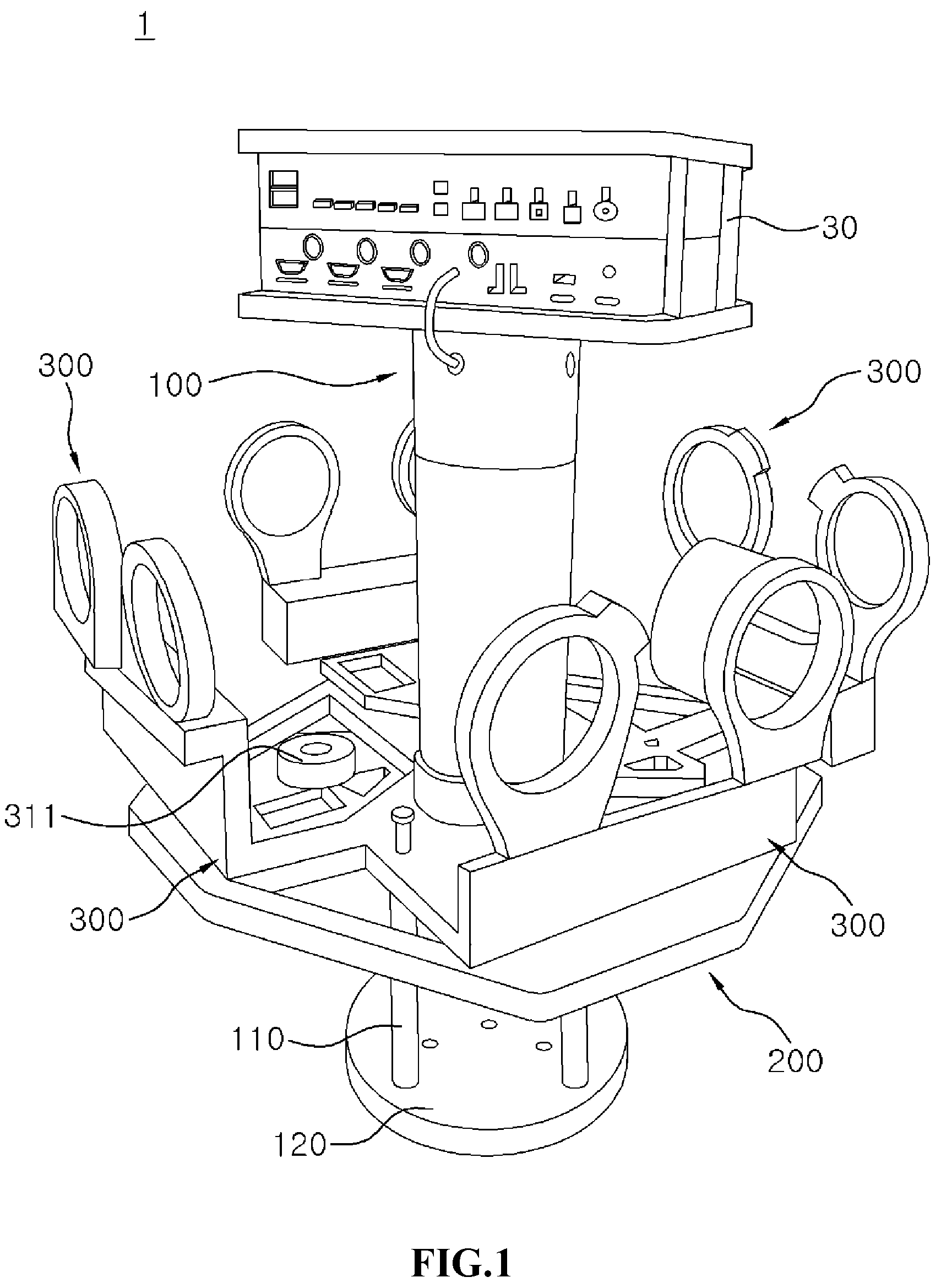 Patent US12108021 — Camera rig apparatus for capturing stereoscopic image — Figure 1