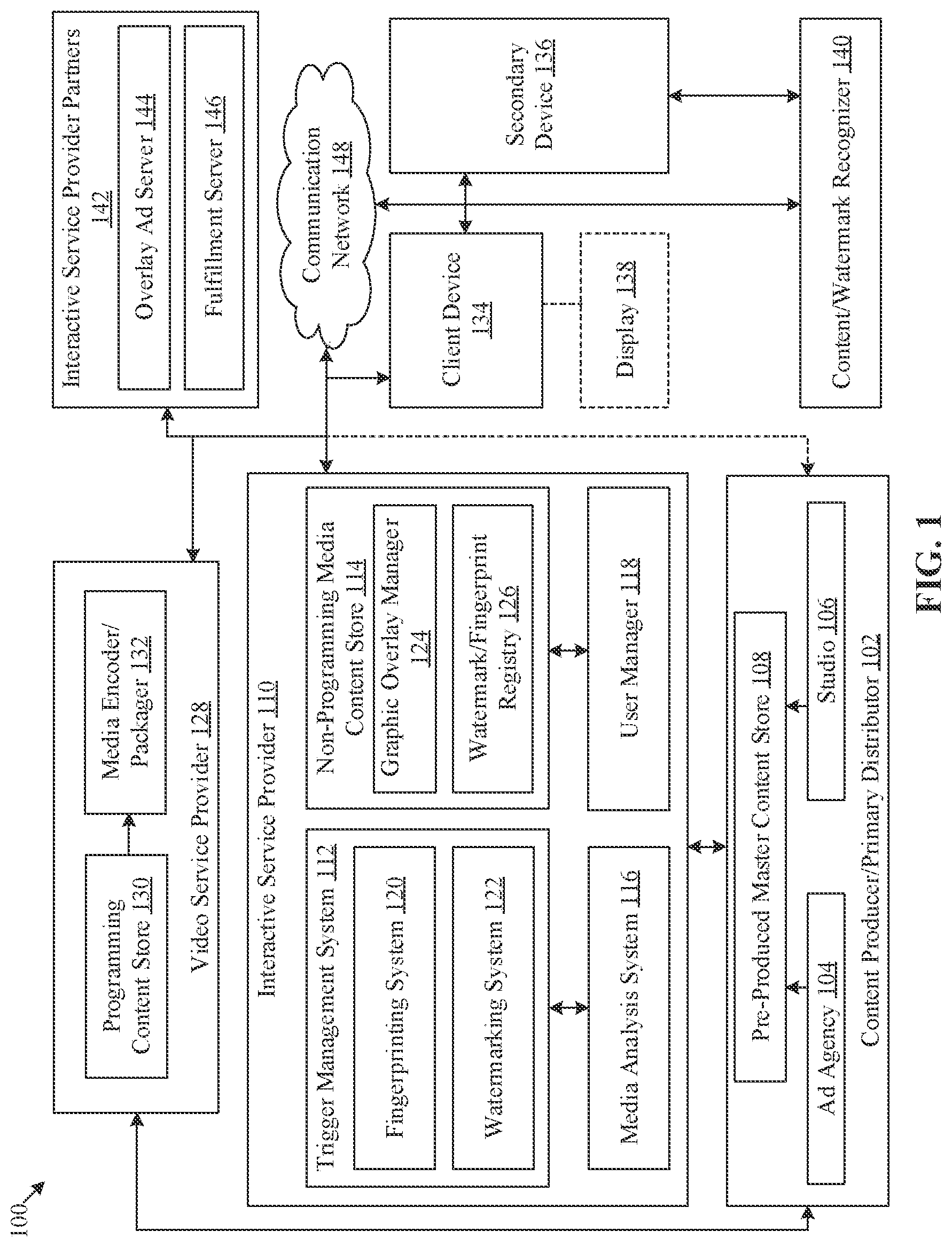 Patent US12108113 — Delivery of different services through different client devices — Figure 1