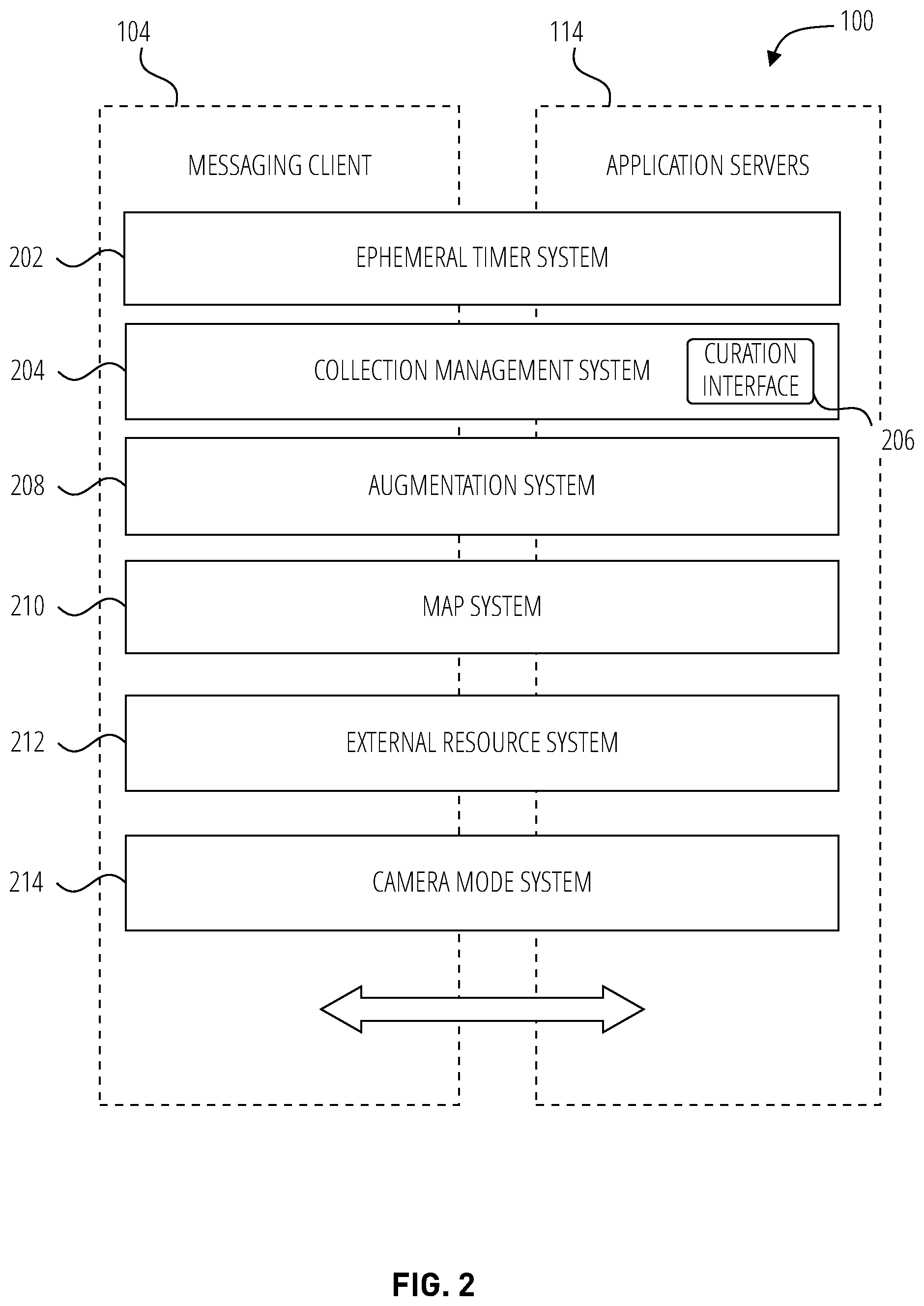 Patent US12108146 Figure 2 – Camera mode for capturing multiple video clips within a messaging system