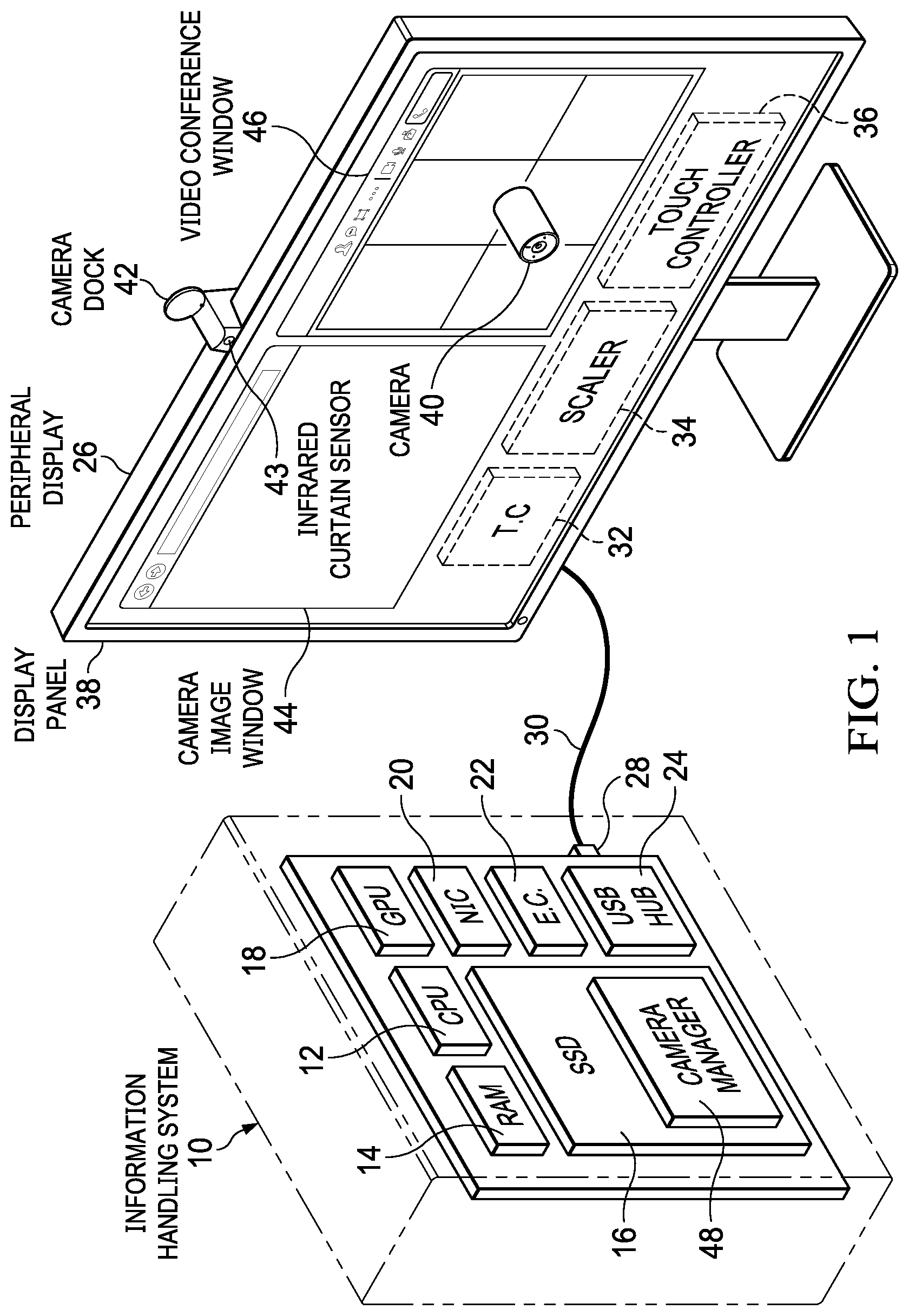 Patent US12108147 — Camera with microphone mute responsive to movement — Figure 1