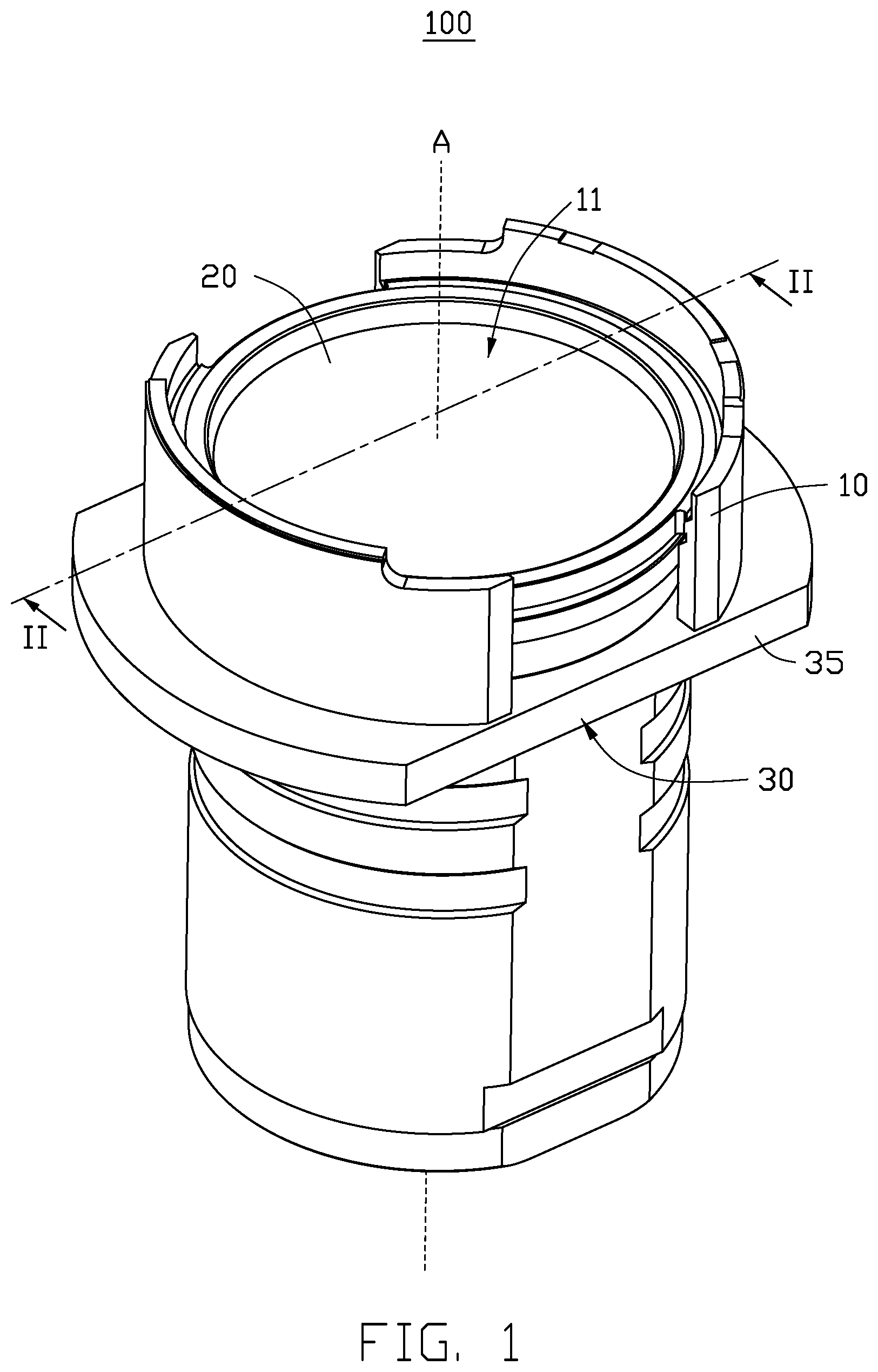 Patent US12108155 — Zoom lens assembly soundless in operation, camera module having zoom lens assembly, and electronic device having camera module — Figure 1