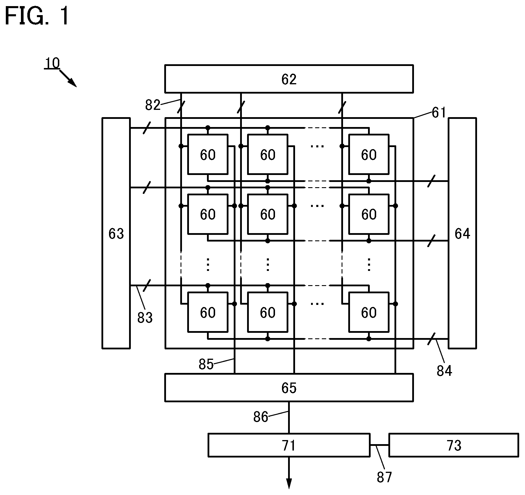 Patent US12108165 Figure 1 – Imaging device including pixels each having a light-receiving device and a light-emitting device