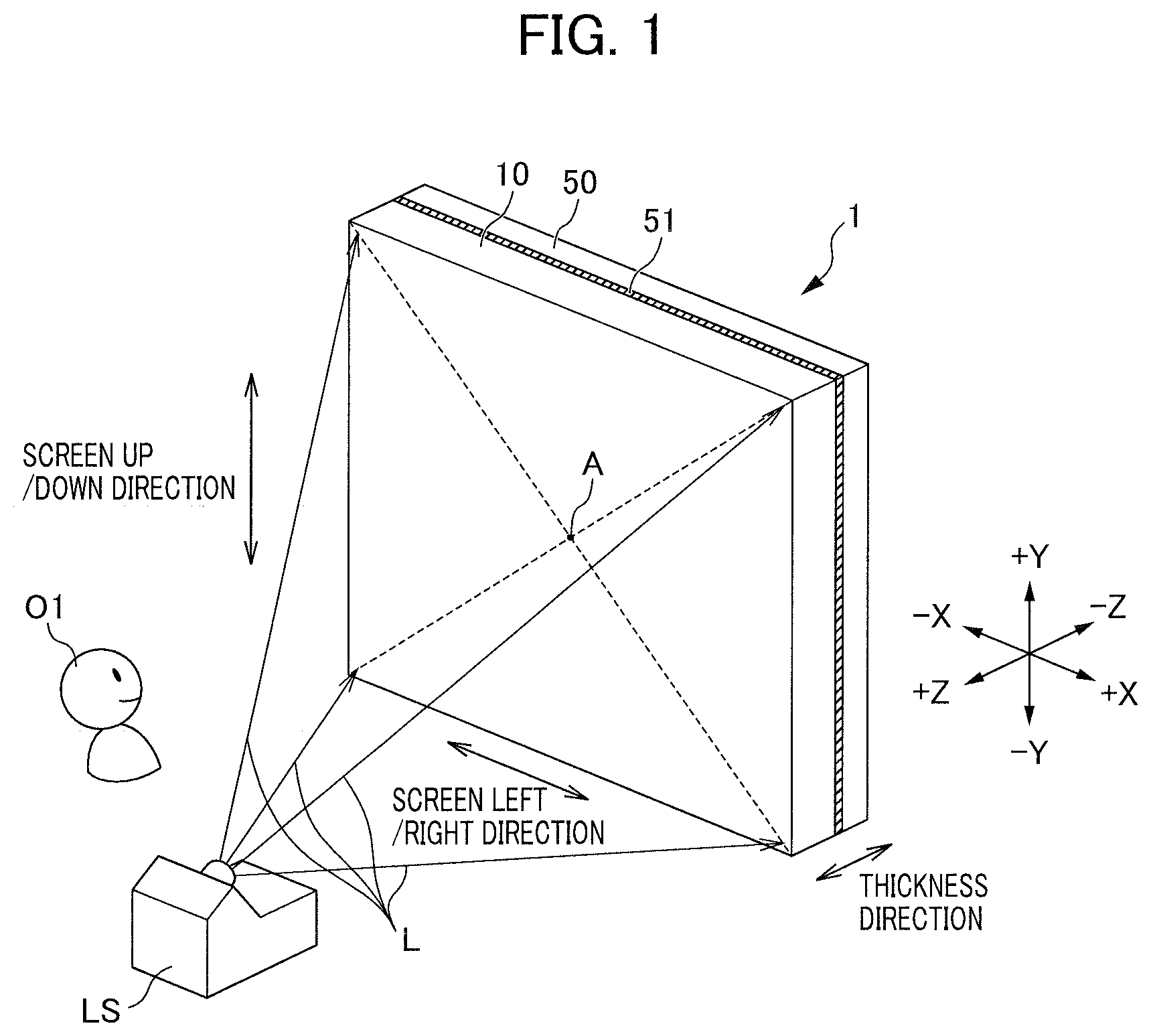 Patent US12108195 — Reflective screen and image display device — Figure 1